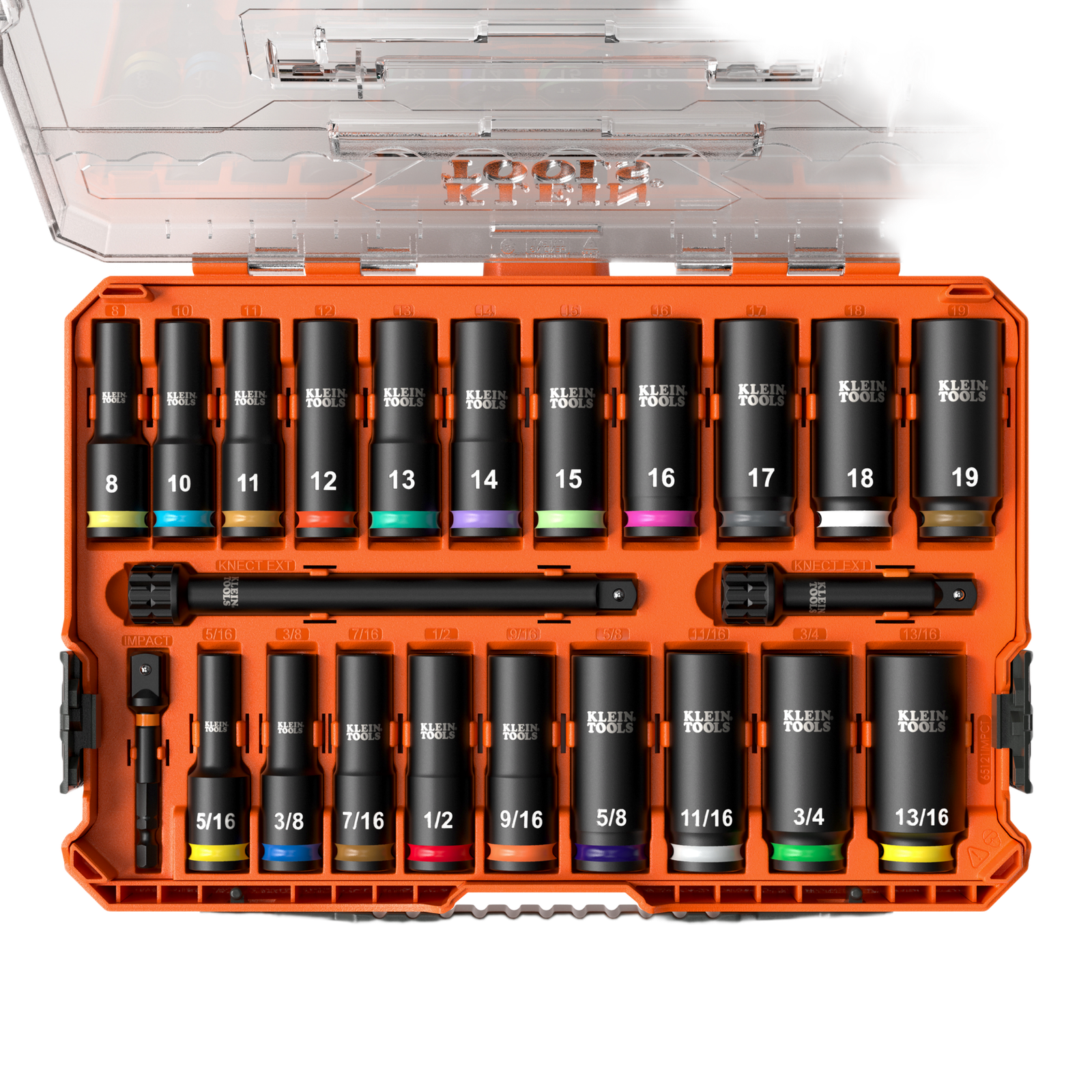 Juego de Dados de Impacto KNECT™ (M) / 3/8" Drive Profundo / SAE y Métrico / 23 Piezas / Adapters Multi-Propósito / MODbox™ Case