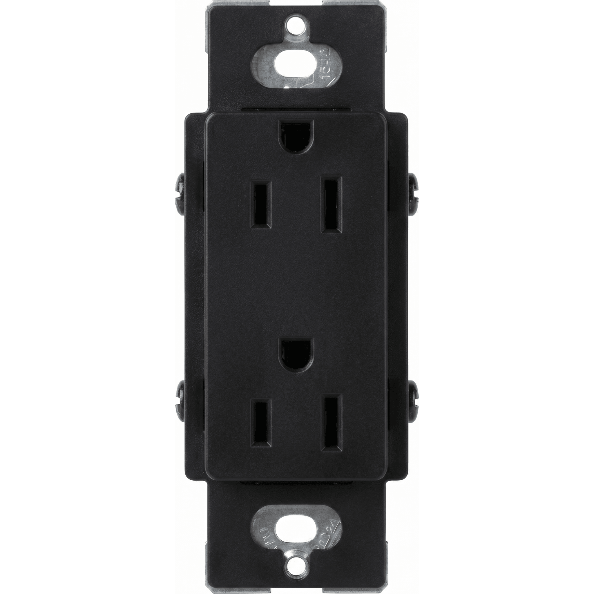 Tomacorriente, receptaculo convencional 120V, 15A, color negro.