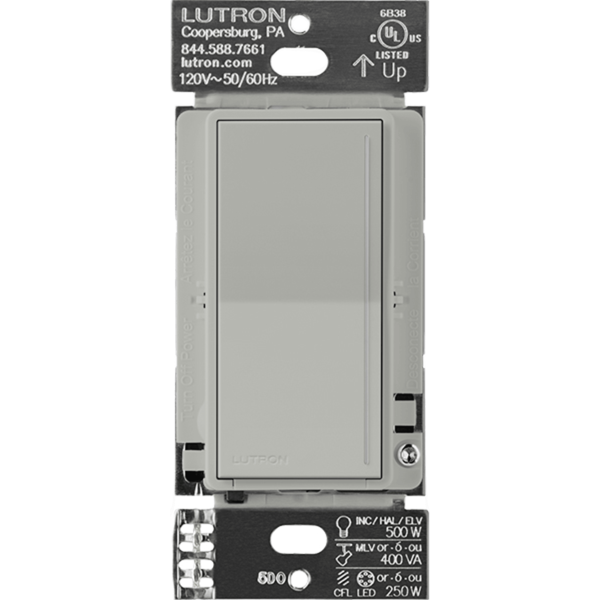 (RadioRa3) )Atenuador (dimmer) Auxiliar de pared, compañero de atenuadores multilocación. Usar en 3 vías o escalera.