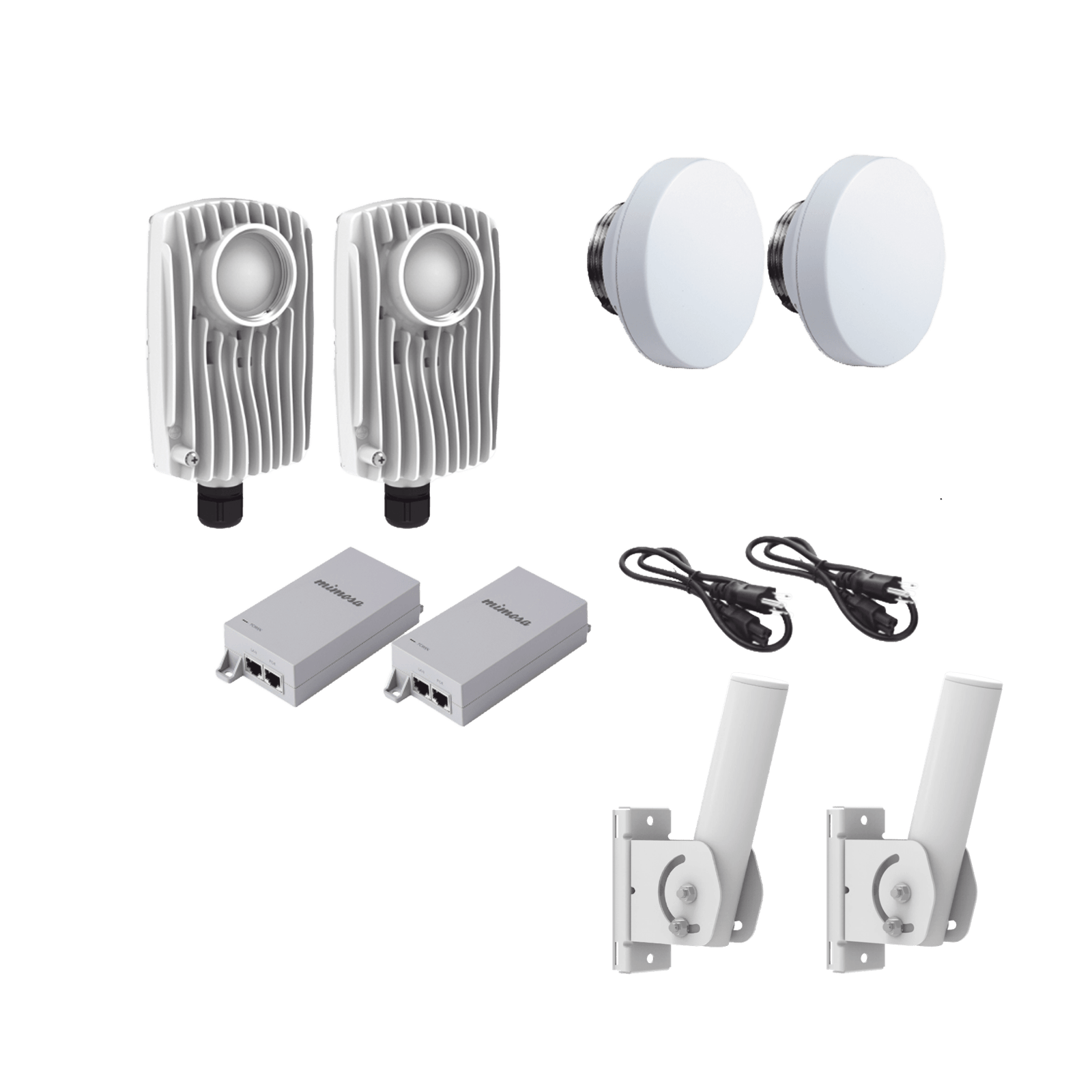 Kit de 2 radios C6X con 2 antenas de (12 dBi), rango de frecuencia extendida (4.9 a 6.4 GHz),  incluye inyector POE, cable de alimentación y 2 FLEXIMOUNT-XL para alineación