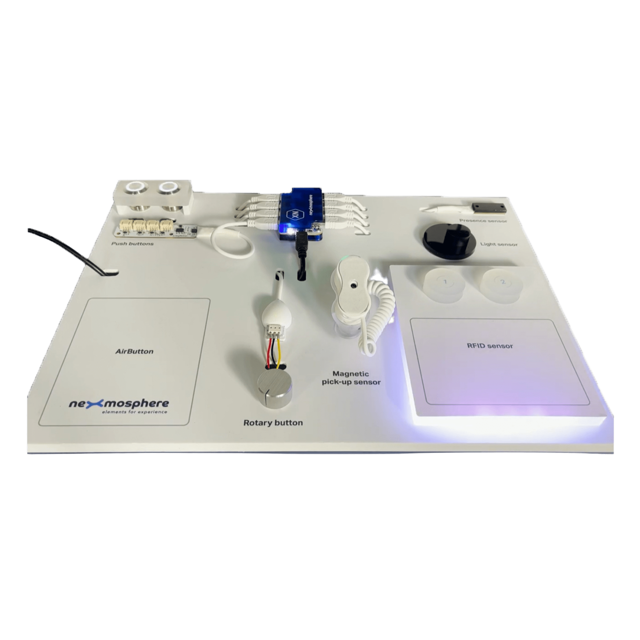 Kit Demostración Levantar y Presencia / Sensores de Botón, Análogo, RFID, Presencia, Luz y AirButton