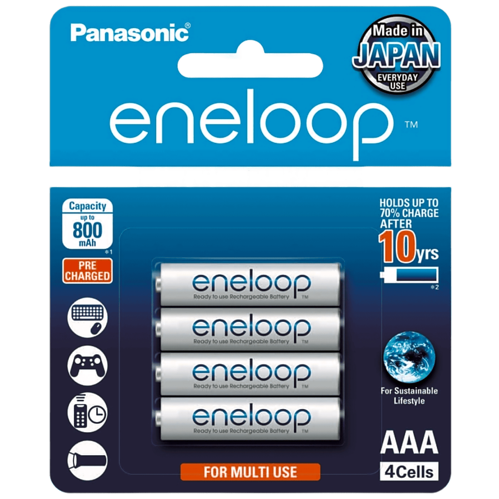 Batería Recargable AAA 1.2V ENELOOP / Ni-HM / Paquete de 4 Baterías