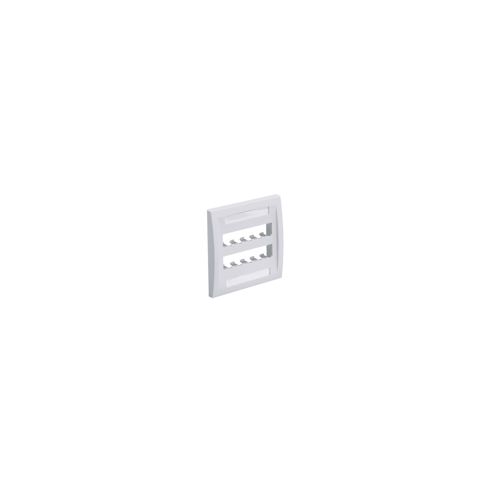 Placa de Pared Vertical Ejecutiva, Salida Para 10 Puertos Mini-Com, Con Espacios Para Etiquetas, Color Blanco Mate
