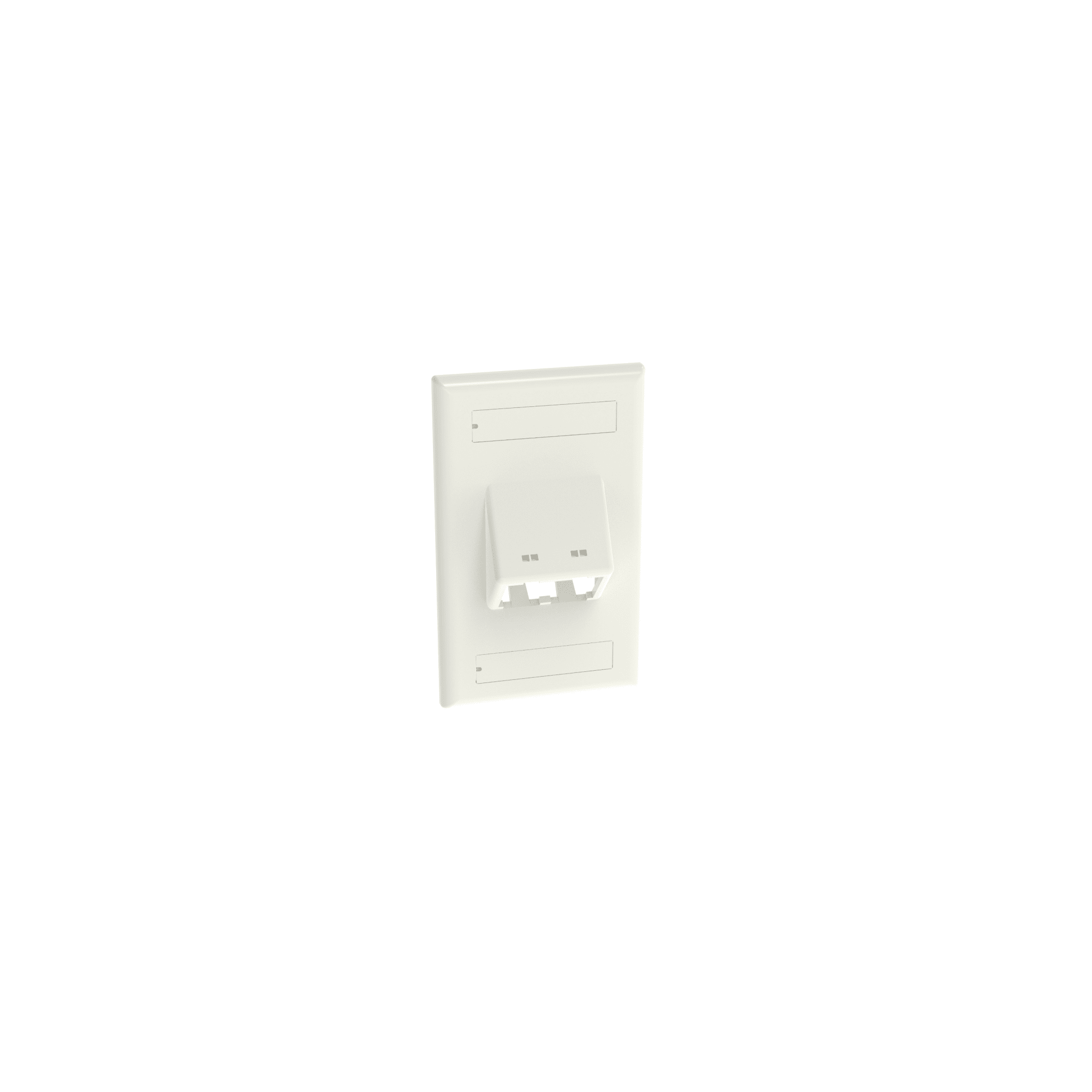 Placa de Pared Vertical Clásica, Salida Para 2 Puertos Mini-Com Inclinados, Con Espacios Para Etiquetas, Color Blanco