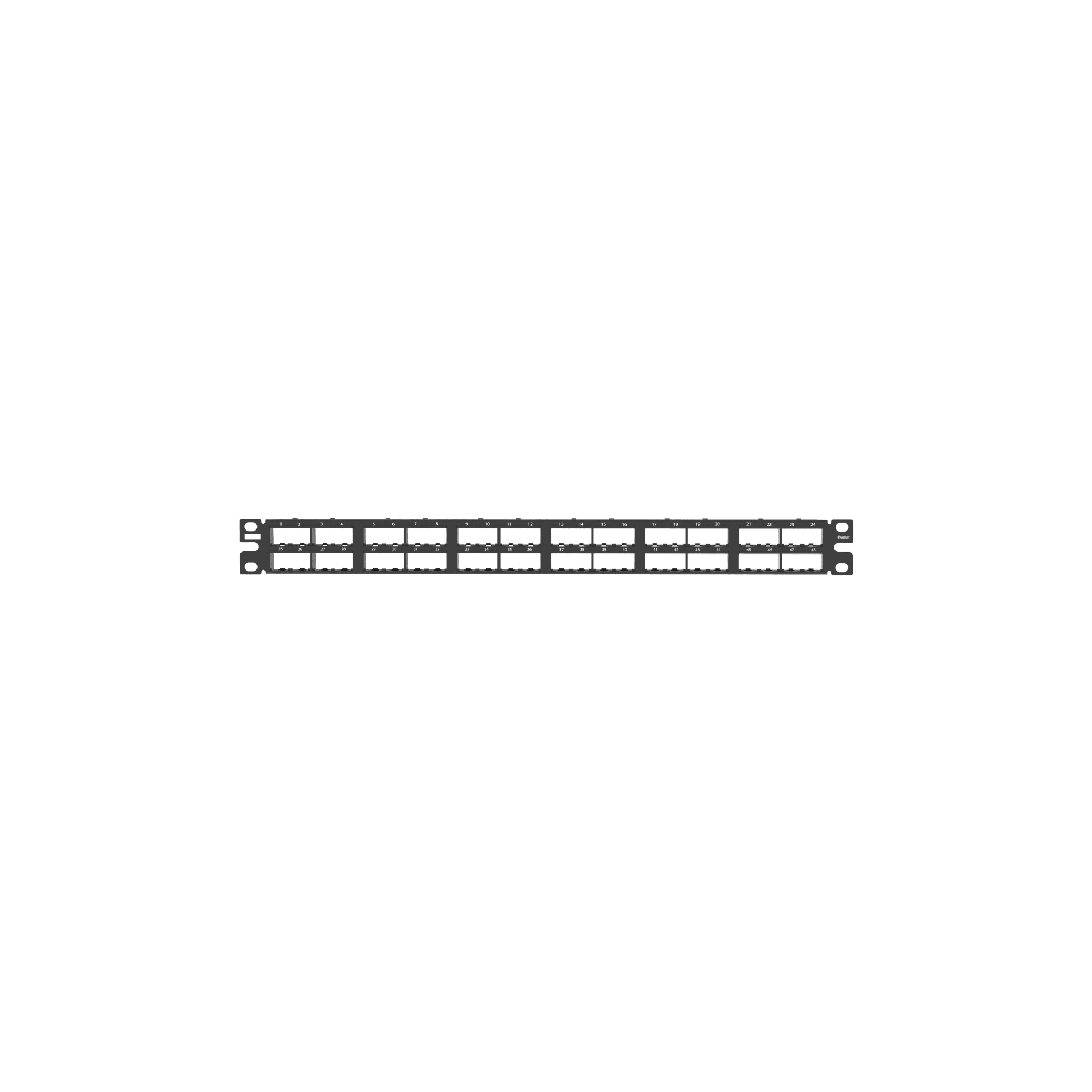 Panel de Parcheo Modular Mini-Com (Sin Conectores), Plano, Blindado, Alta Densidad, de 48 Puertos, 1UR