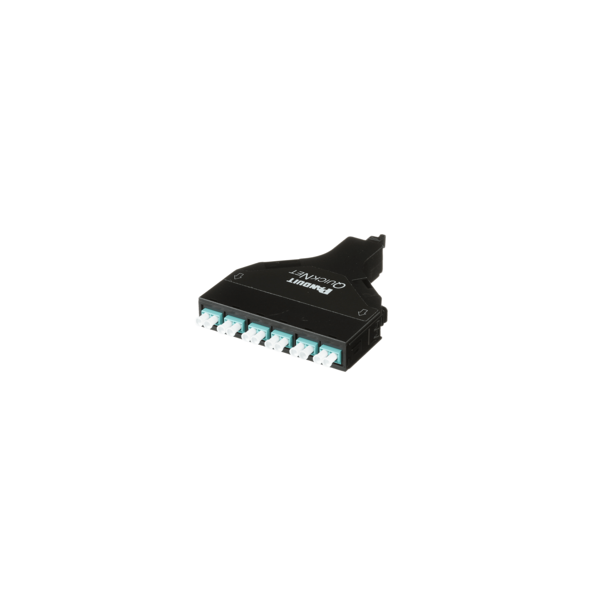 Cassette de Fibra Óptica SFQ QuickNet™ de 6 Adaptadores LC Dúplex (12 Fibras) a MPO, Para Fibra Multimodo OM4, Método A, Color Negro