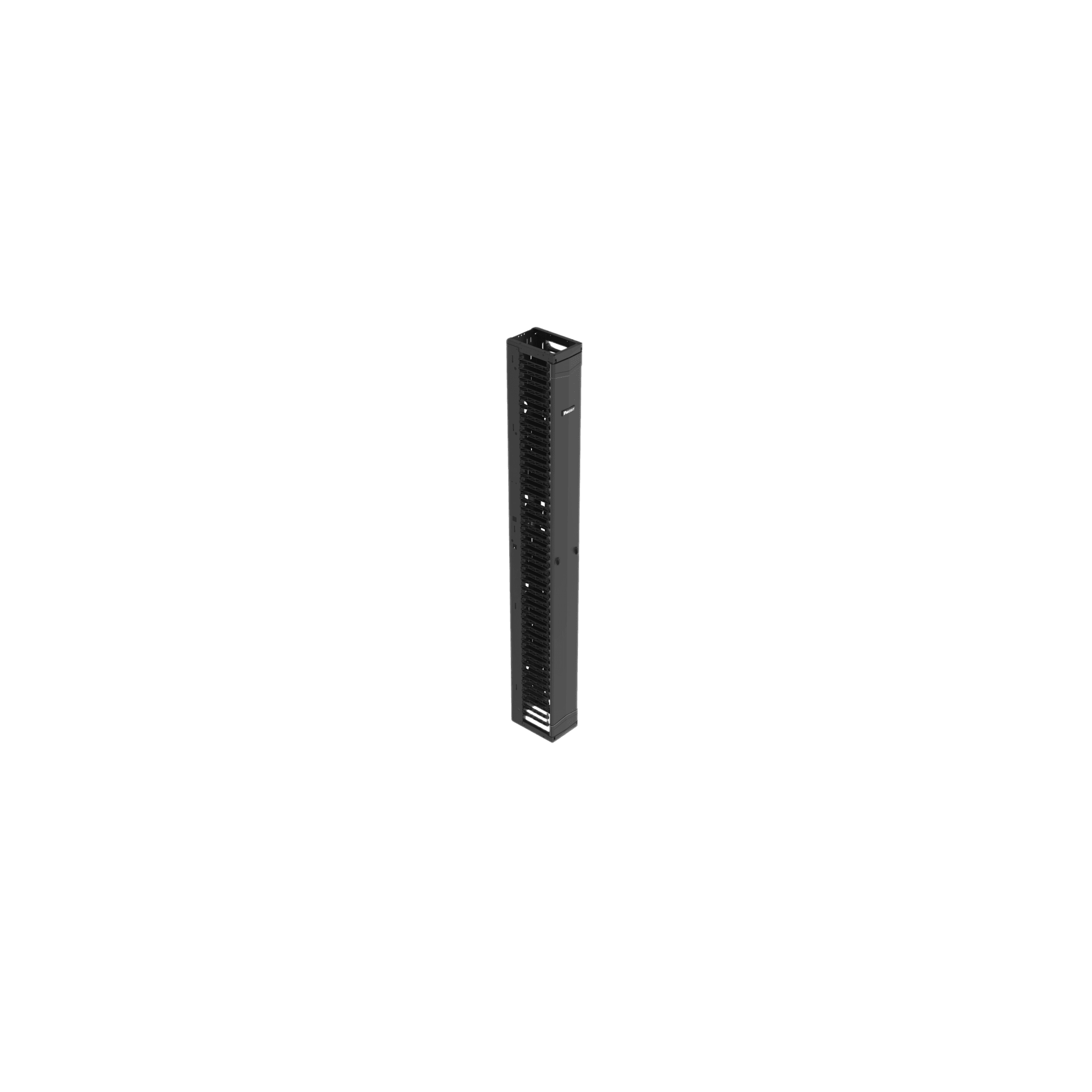 Organizador Vertical PatchRunner™, Sencillo (Solo Frontal), Para Rack Abierto de 45 Unidades, 8 in de Ancho, Color Negro