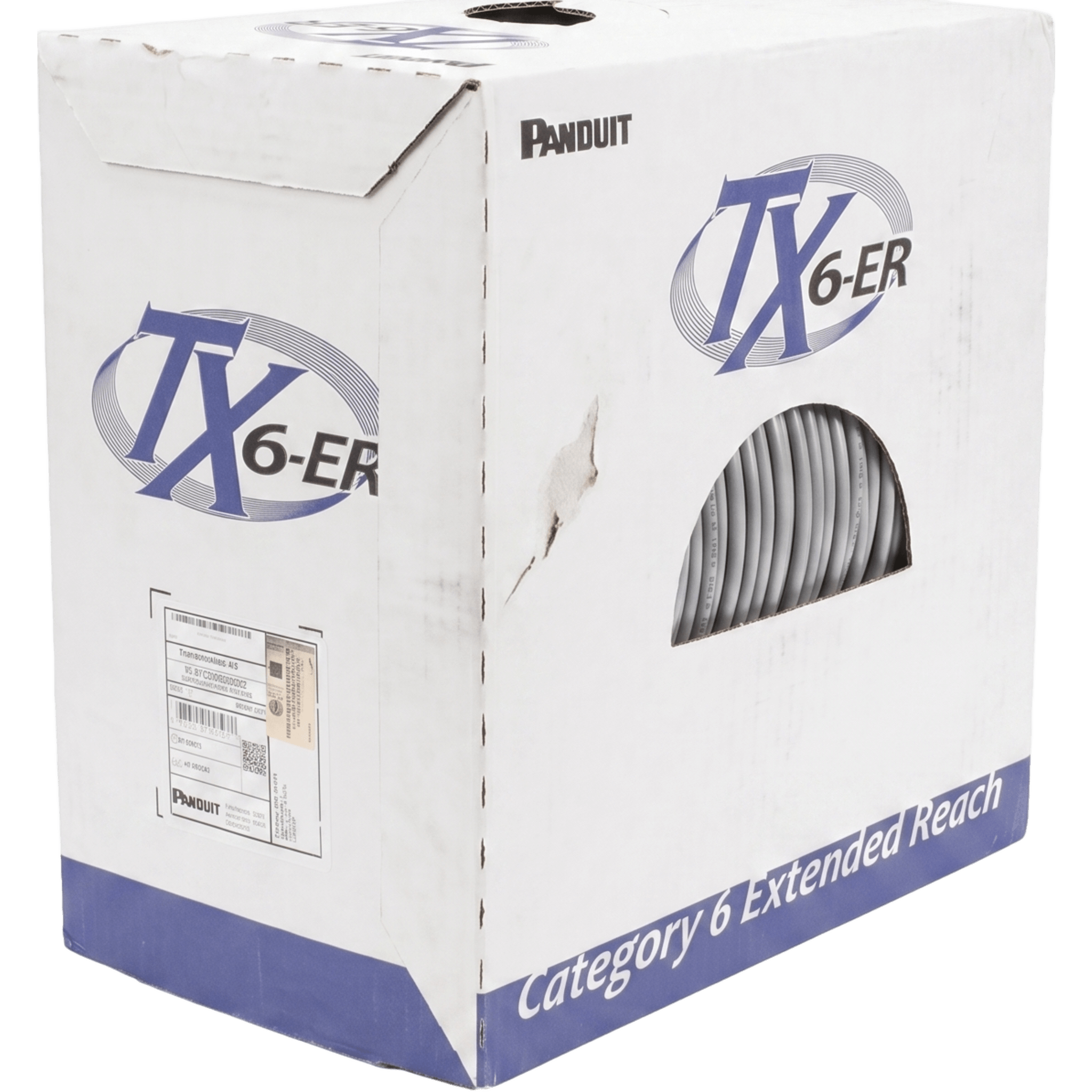 Bobina de Cable UTP de 4 Pares, Cat6 de Rango Extendido, 22 AWG, CMR (Riser), Color Gris, 305 m