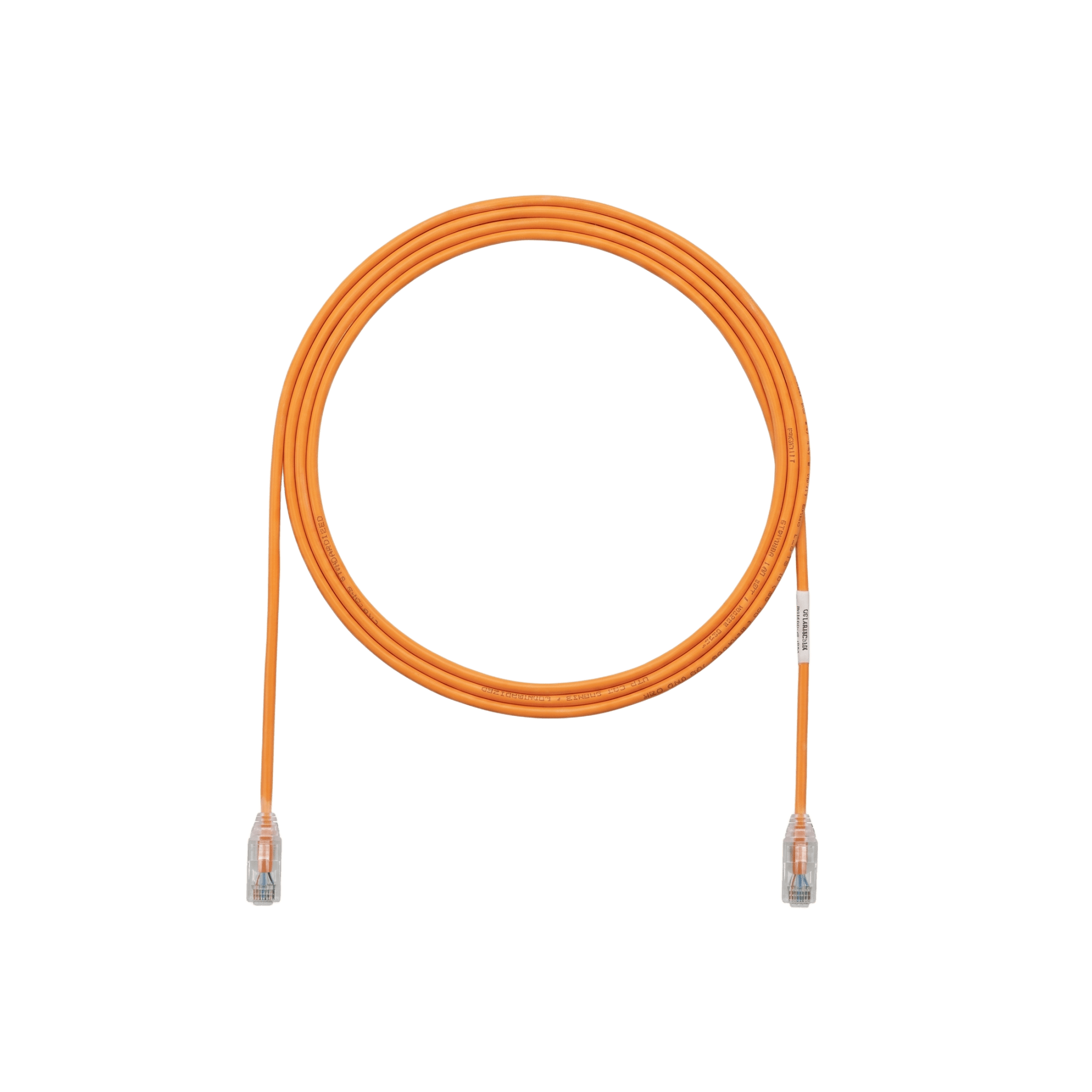 Cable de Parcheo TX6, UTP Cat6, Diámetro Reducido (28AWG), Color Narnaja, 0.30 Metros (1 Pie)