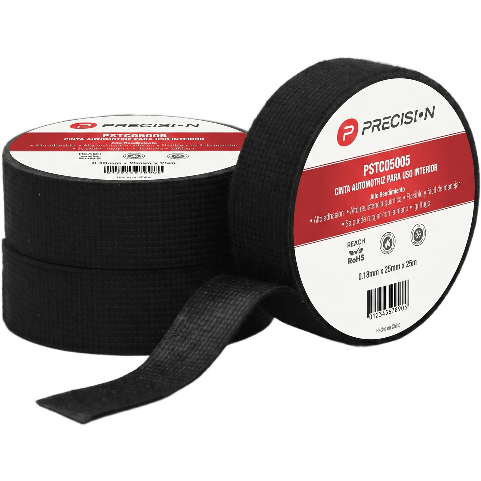 Cinta Automotriz de Fieltro PET / Espesor 0.28 mm / Ancho 19 mm / 18 m de Largo / Aplicaciones de protección mecánica avanzada y reducción de vibraciones en cableado / Color Negro