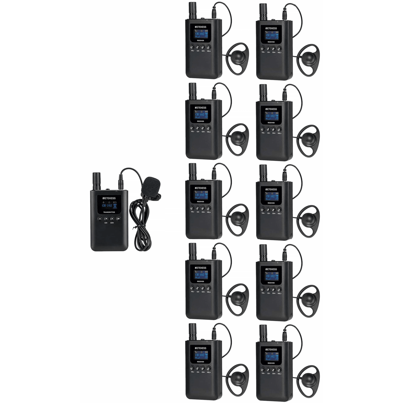 Kit para guía turístico de 1 transmisor y 10 receptores