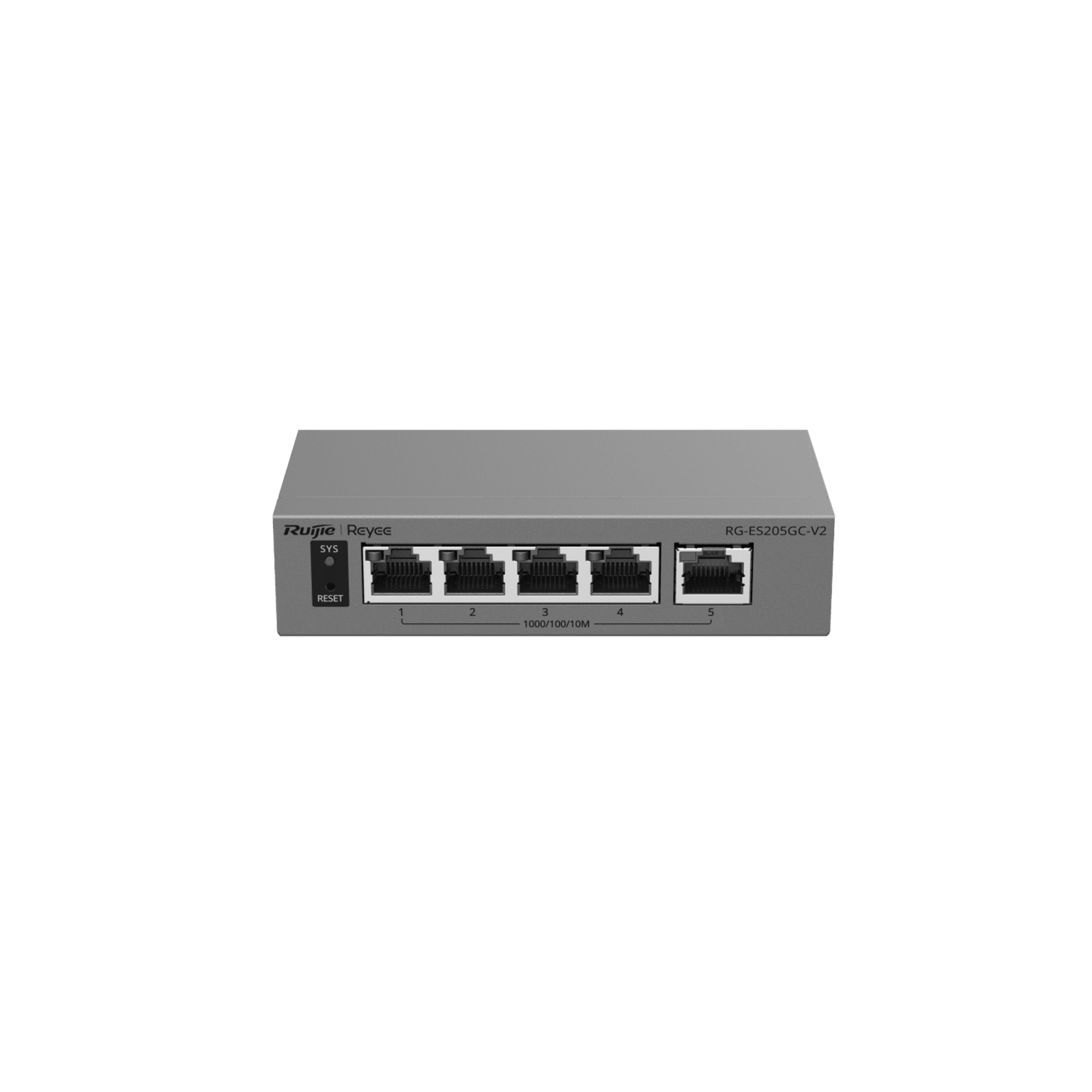 Switch Capa 2 Gestionado en la Nube / 5 Puertos Gigabit / Switching 10 Gbps / Forwarding 7.44 Mpps / Diseño sin Ventilador / Protección 6 kV / Modo CCTV de un Clic / 32 VLANs / Gabinete Metálico / Ruijie Cloud
