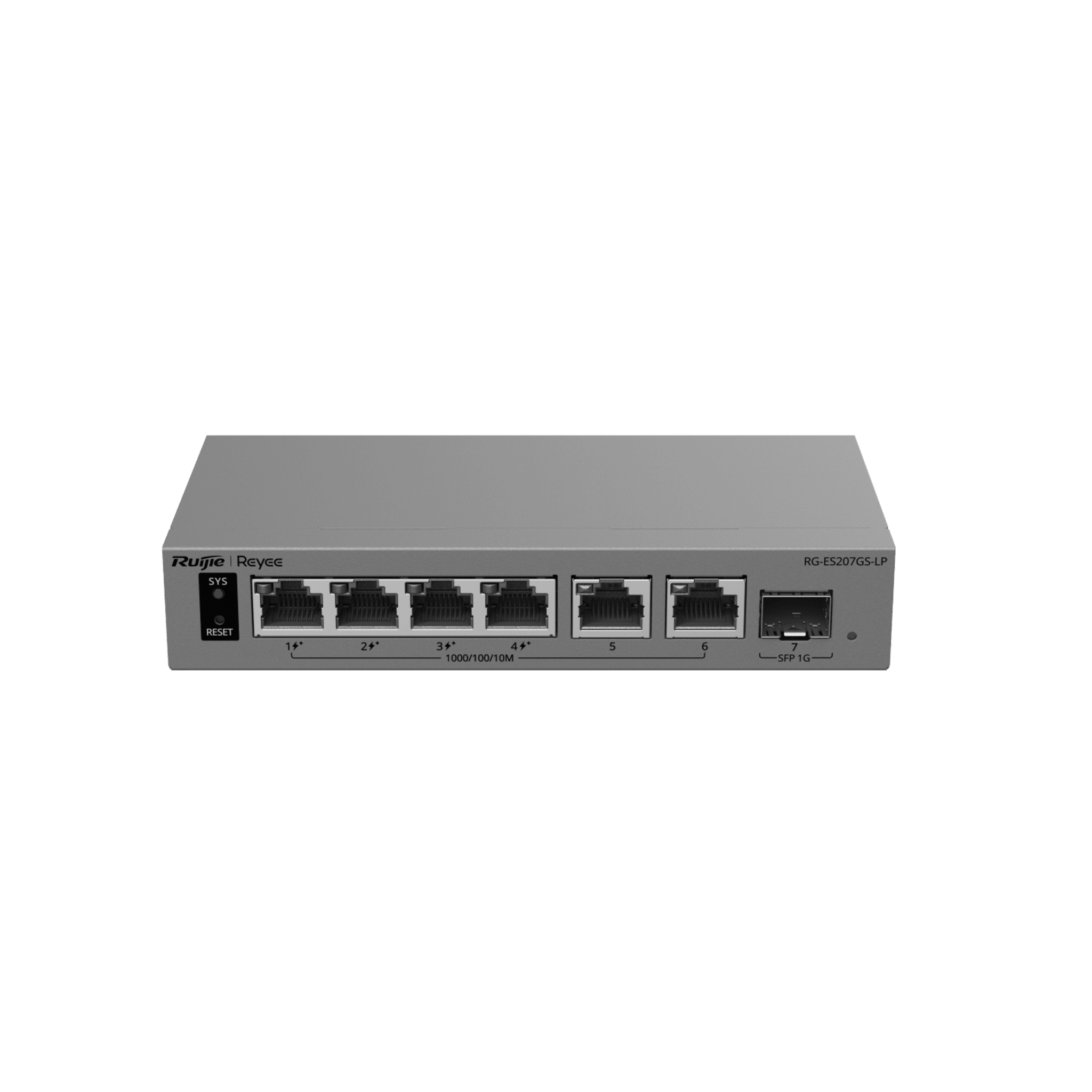 Switch Capa 2 Smart Cloud Managed / 7 Puertos Gigabit / 2 PoE++ 802.3bt + 2 PoE+ 802.3at / 1 Puerto SFP 1GE / Presupuesto PoE 120 W / ProtecciÃ³n contra Sobretensiones 6 kV / PoE Permanente / GestiÃ³n en la Nube Ruijie Cloud / Gabinete Met&amp