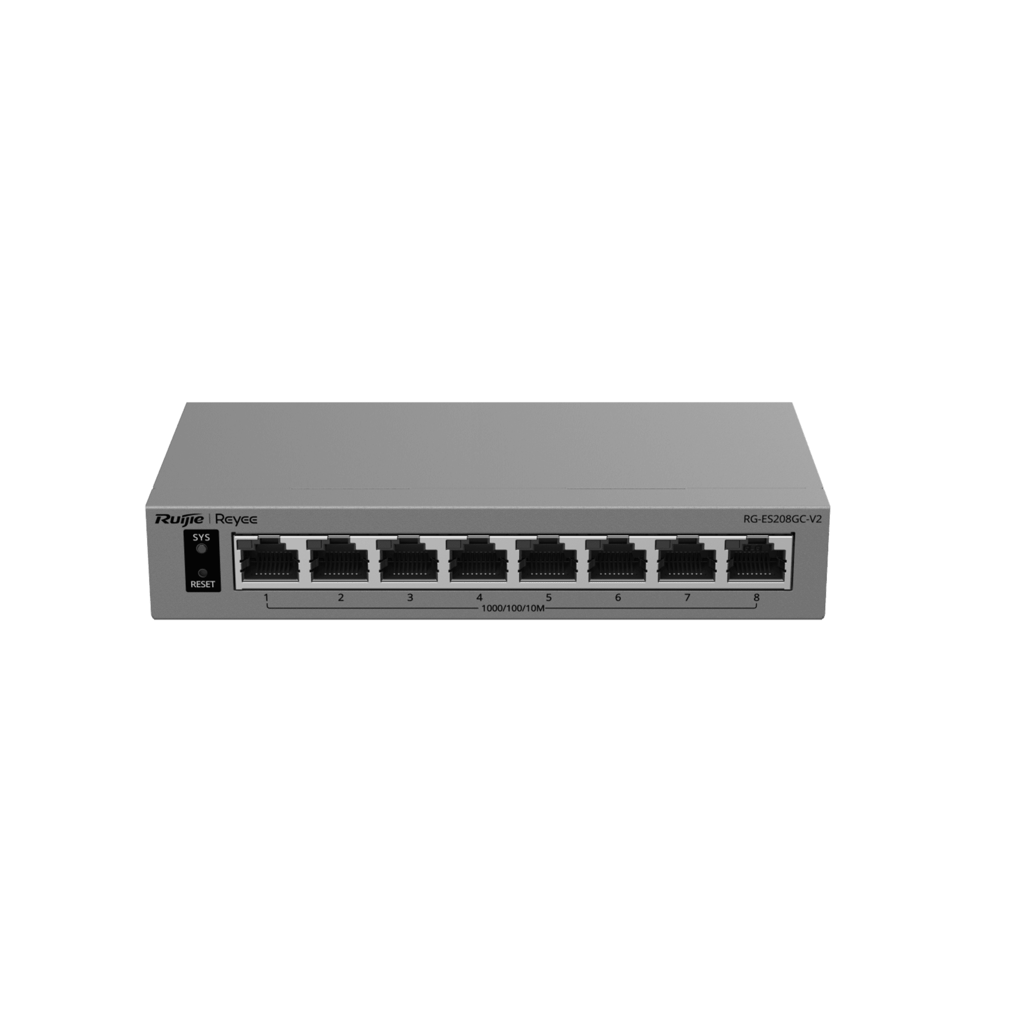Switch Gigabit Smart Cloud-Managed / 8 Puertos 10/100/1000BASE-T / Capa 2 / Switching 16 Gbps / AI-Powered Failover / Modo CCTV Un-Click / GestiÃ³n Cloud Ruijie & App Reyee / DiseÃ±o Fanless / Gabinete Metal / ProtecciÃ³n Surge 6 kV