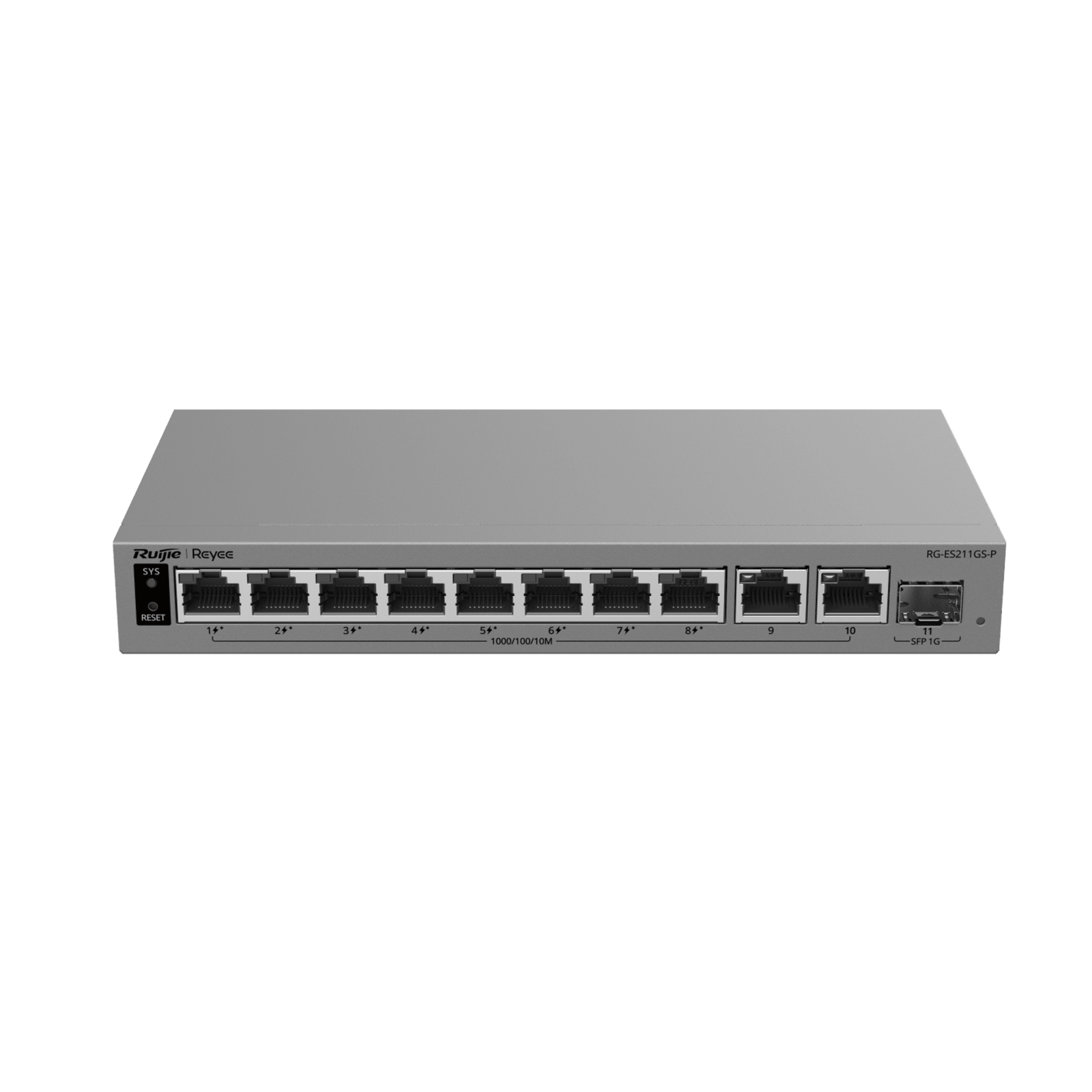 Switch PoE Gigabit Smart Cloud-Managed / 11 Puertos / 8 Puertos PoE+ 120 W / 1 Puerto SFP Uplink / Capa 2 / DiseÃ±o Sin Ventilador / ProtecciÃ³n 6 kV / GestiÃ³n Cloud de por Vida / Metal
