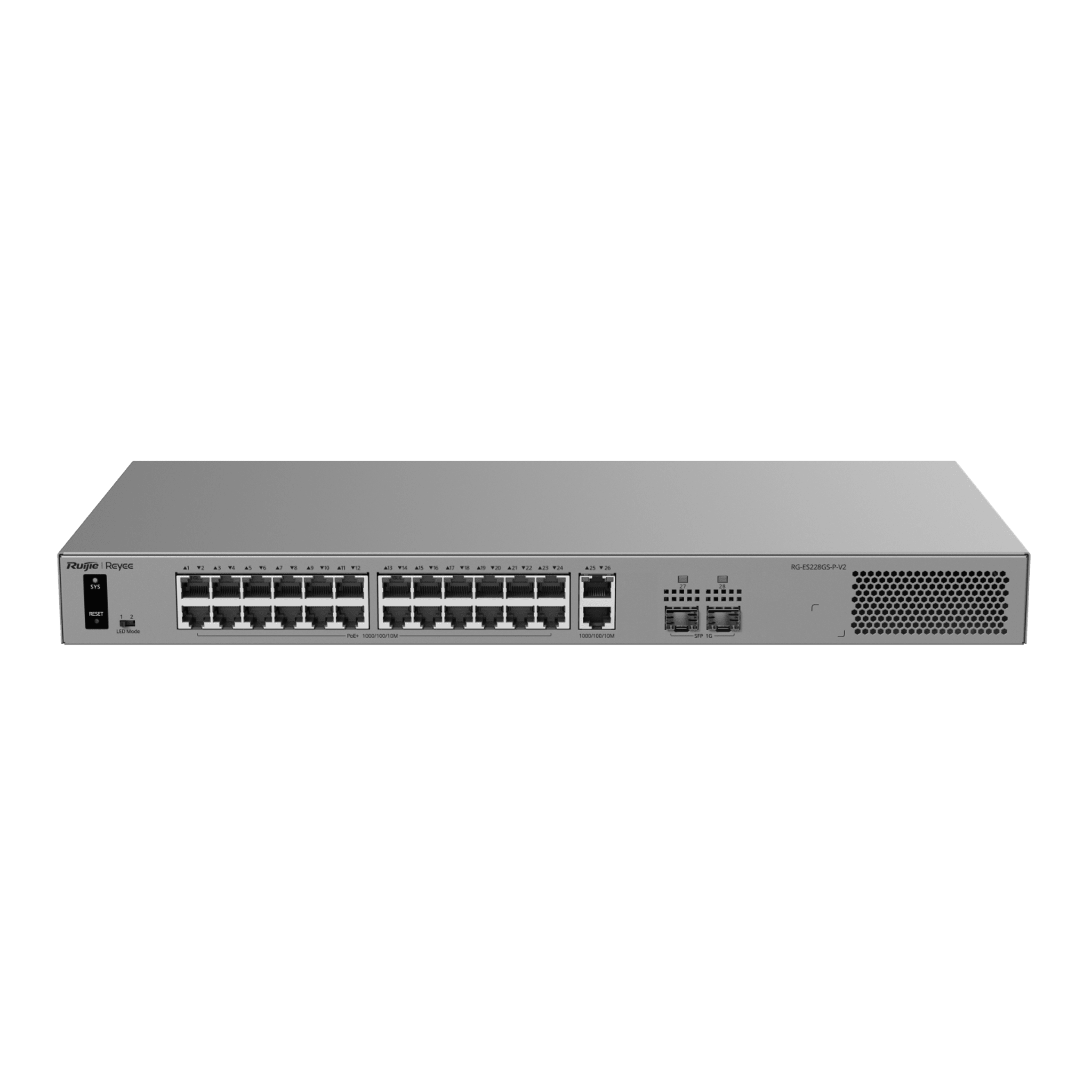 Switch Layer 2 Smart Cloud Managed / 28 Puertos Gigabit / 24 Puertos PoE+ 370 W / Switching 56 Gbps / Forwarding 41.664 Mpps / Montaje Rack / CCTV Mode / ERPS / ProtecciÃ³n 6 kV / GarantÃ­a 3 AÃ±os