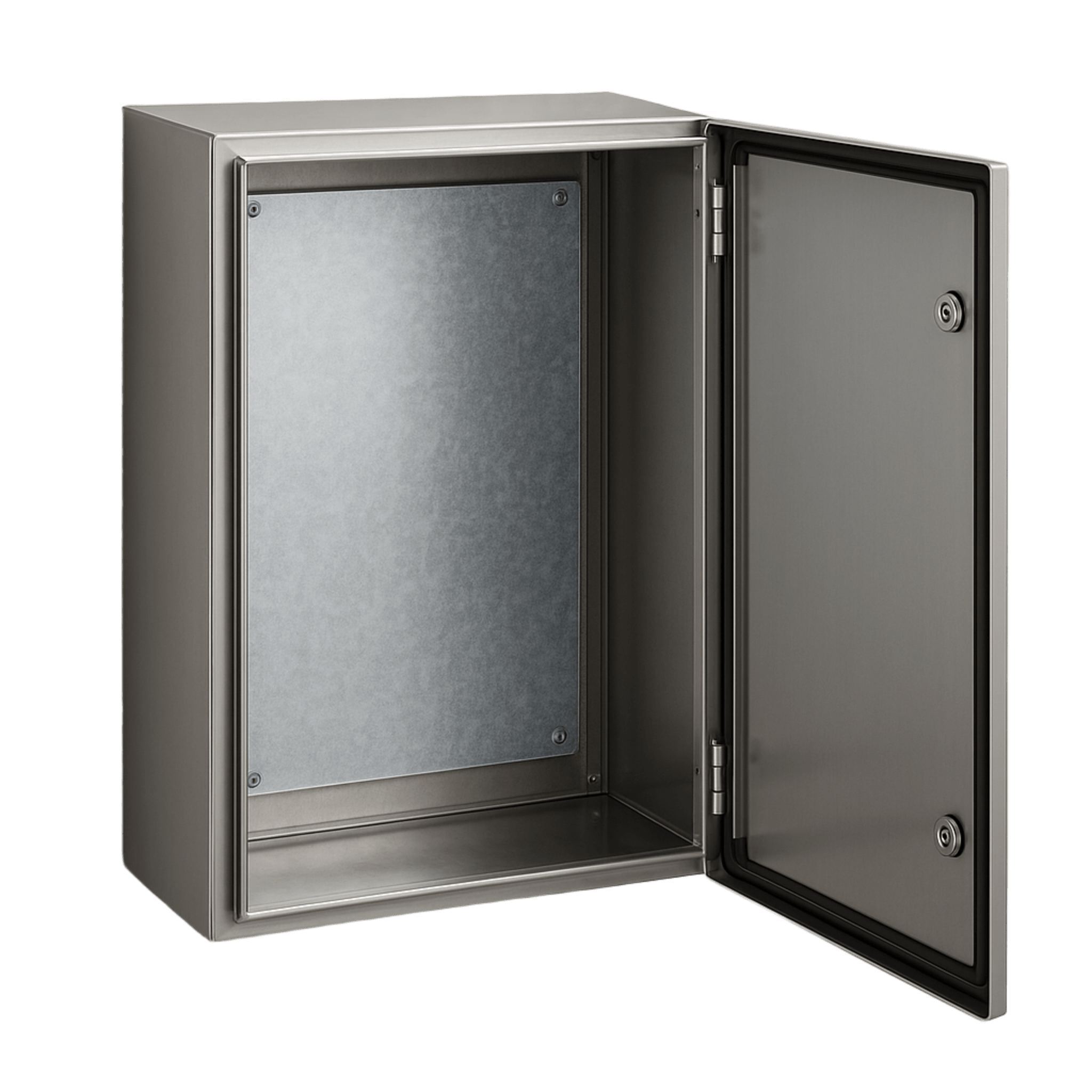 Gabinete de Acero Inoxidable IP66 Uso en Intemperie (600 x 800 x 300 mm) con Placa Interna Galvanizada.