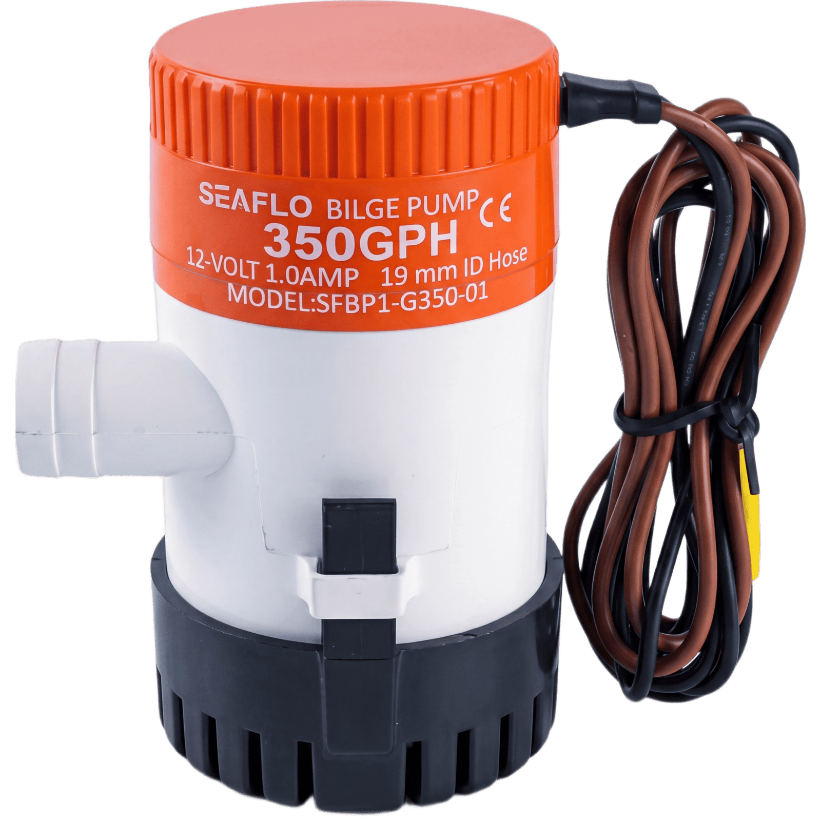 Bomba de Achique Sumergible SEAFLO SFBP1-G35-01 / 350 GPH (1,325 LPH) / 12V CD / No Automática / Protección Anti-Aire / Sellos Herméticos / Cableado Marino / Base de Filtro Removible
