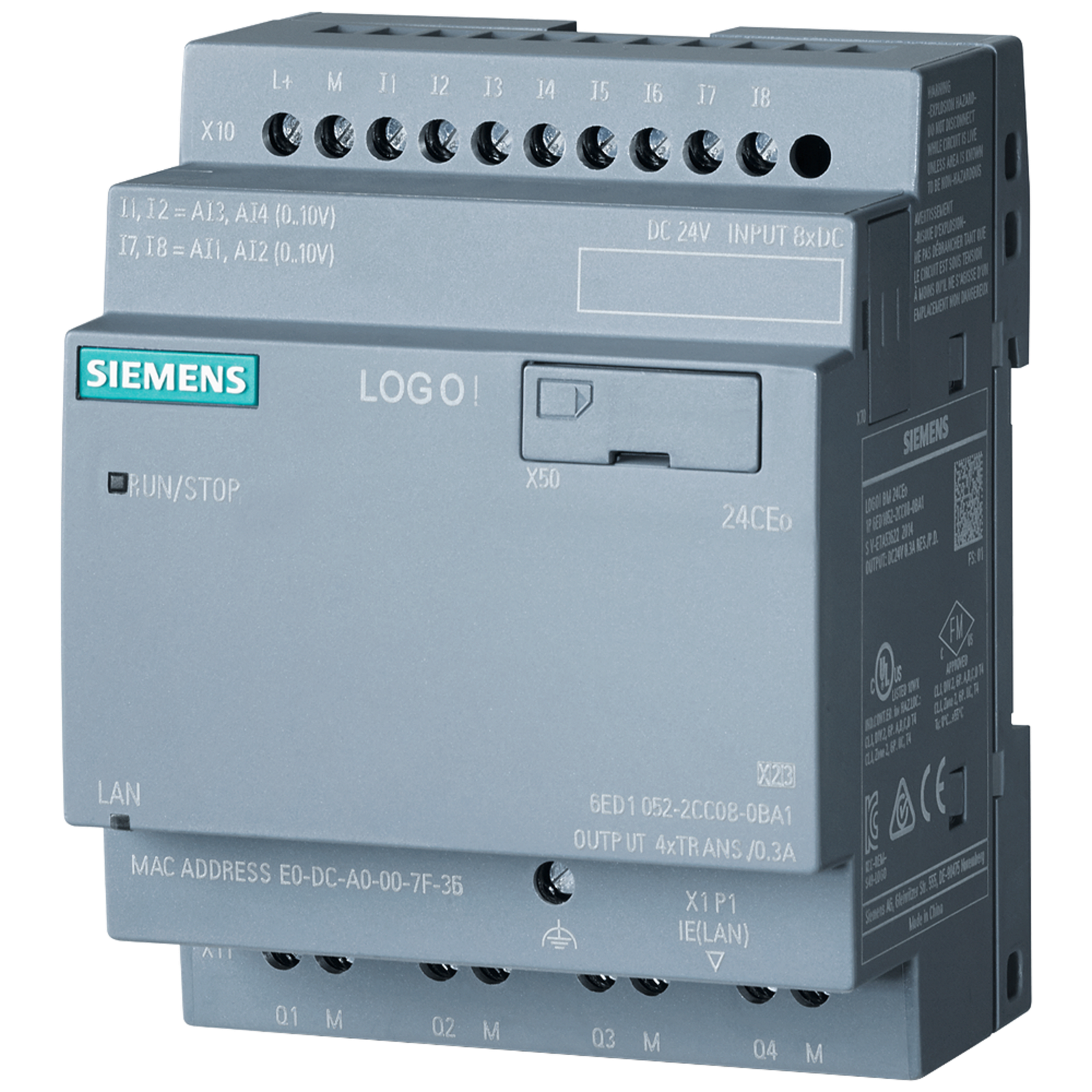 Módulo de Lógica / 24 VDC / 8 DI (4 AI)/4 DO / Ethernet / Web Server / Data Log / MicroSD / Cloud Connection / MQTT