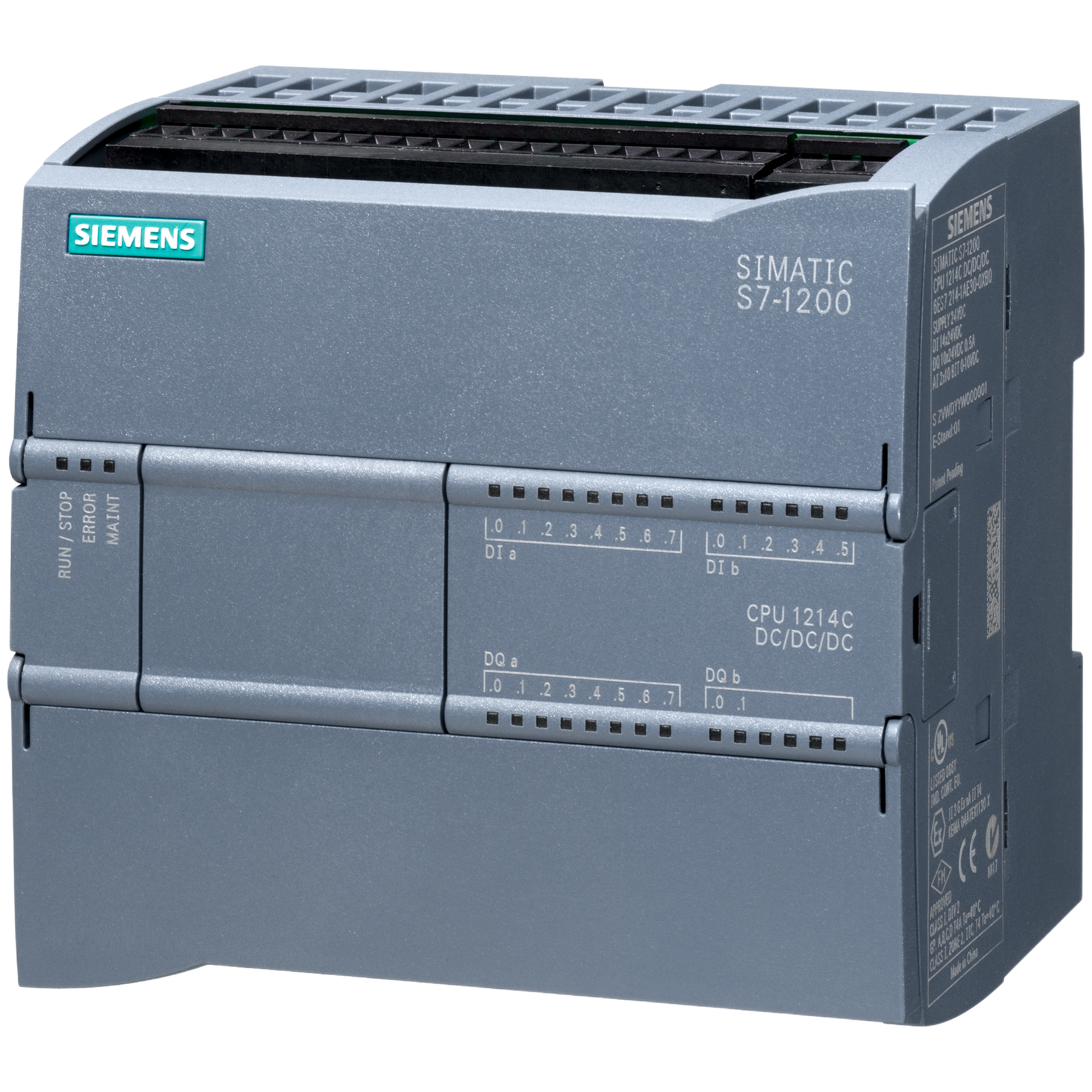 PLC Compacto SIMATIC S7-1200 / CPU 1214C DC/DC/DC / 14 DI + 10 DO + 2 AI / 150 KB Memoria / PROFINET / 100 kHz HSC / OPC UA Server
