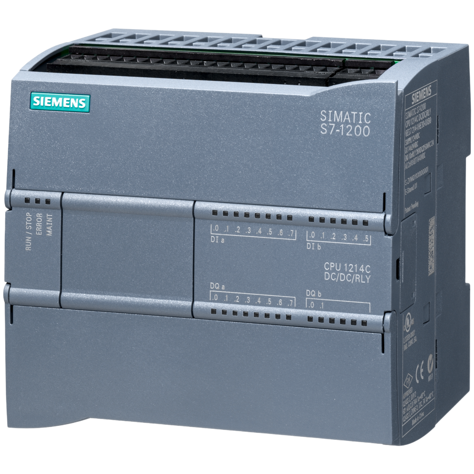 Controlador Programable PLC / CPU 1214C DC/DC/Relé / 14 DI 24V DC / 10 DO Relay 2A / 2 AI 0-10V / 150 KB Memoria / PROFINET / OPC UA Server