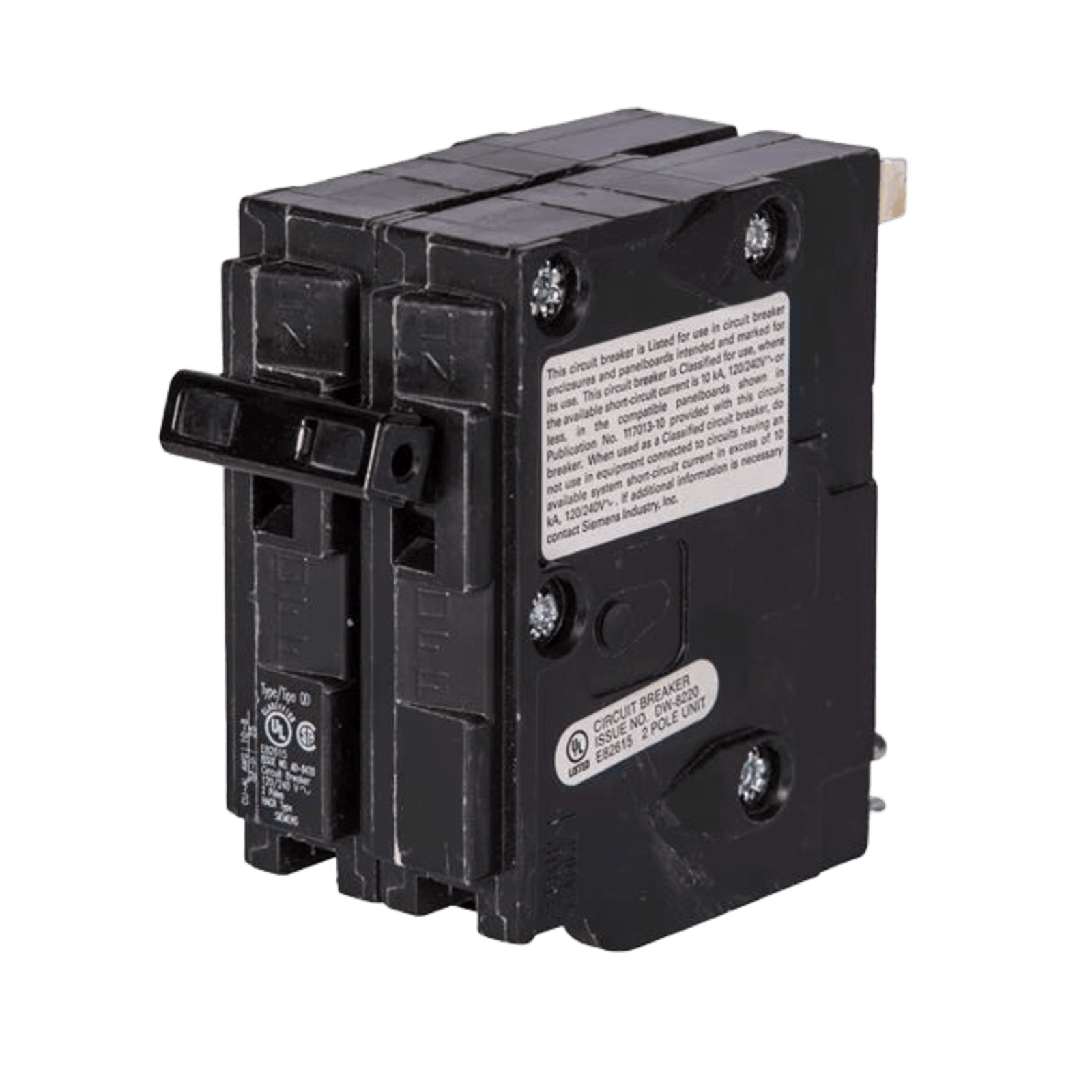 Interruptor automático enchufable tipo QD 2 polos, 20 amp