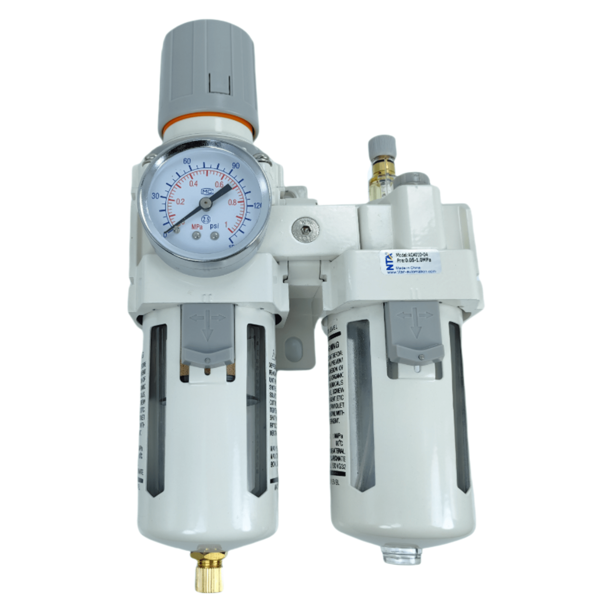 Lubricador y Regulador de Filtro / Puerto G1/2´´ / Presión Máxima 150 psi / Caudal Máximo 5500 l/min / Precisión Filtro 40µm