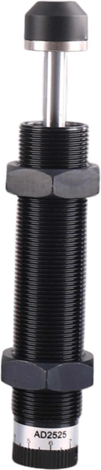 Amortiguador Industrial Ajustable Tipo AD / M25x1.5 / Carrera 25 mm / Montaje Roscado / Aplicaciones de Alta Carga / Resistente a Impactos Severos