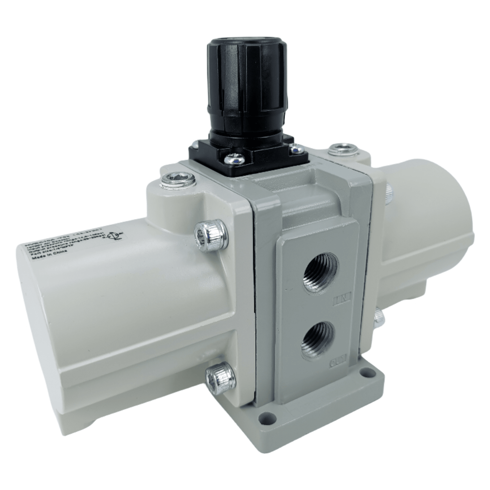 Booster de Aire con Válvula de Alivio / Operación por Perilla / Puerto 1/4" / Rango de Entrada 14.5-150 psi / Rango de Salida 29-300 psi / Flujo Máximo 230 L/min