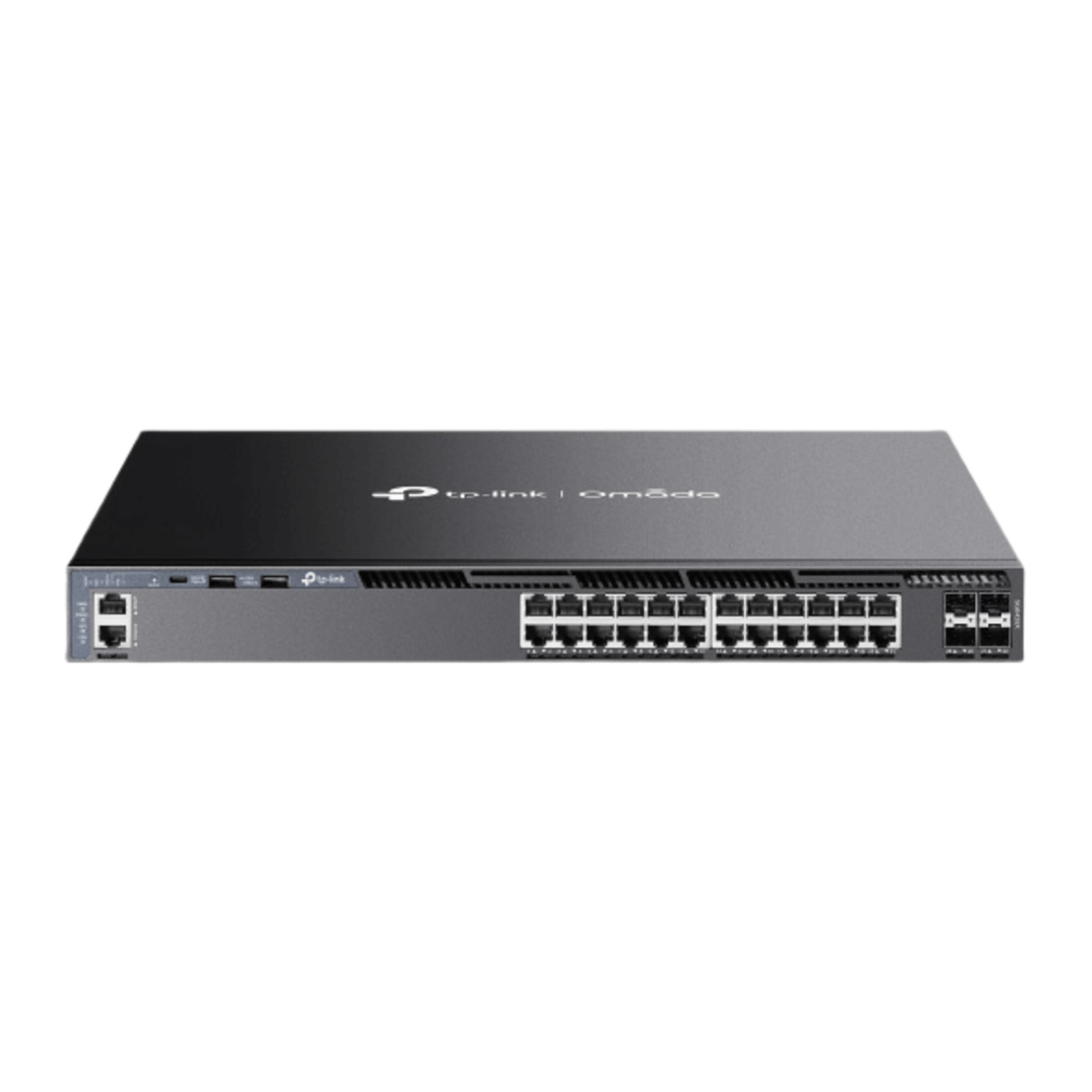 Switch Omada L3 SDN Administrable / 24 puertos Gigabit y 4 puertos SFP+ / Funciones RIP, VRRP, Servidor DHCP / Administración centralizada OMADA / Fuente Redundante