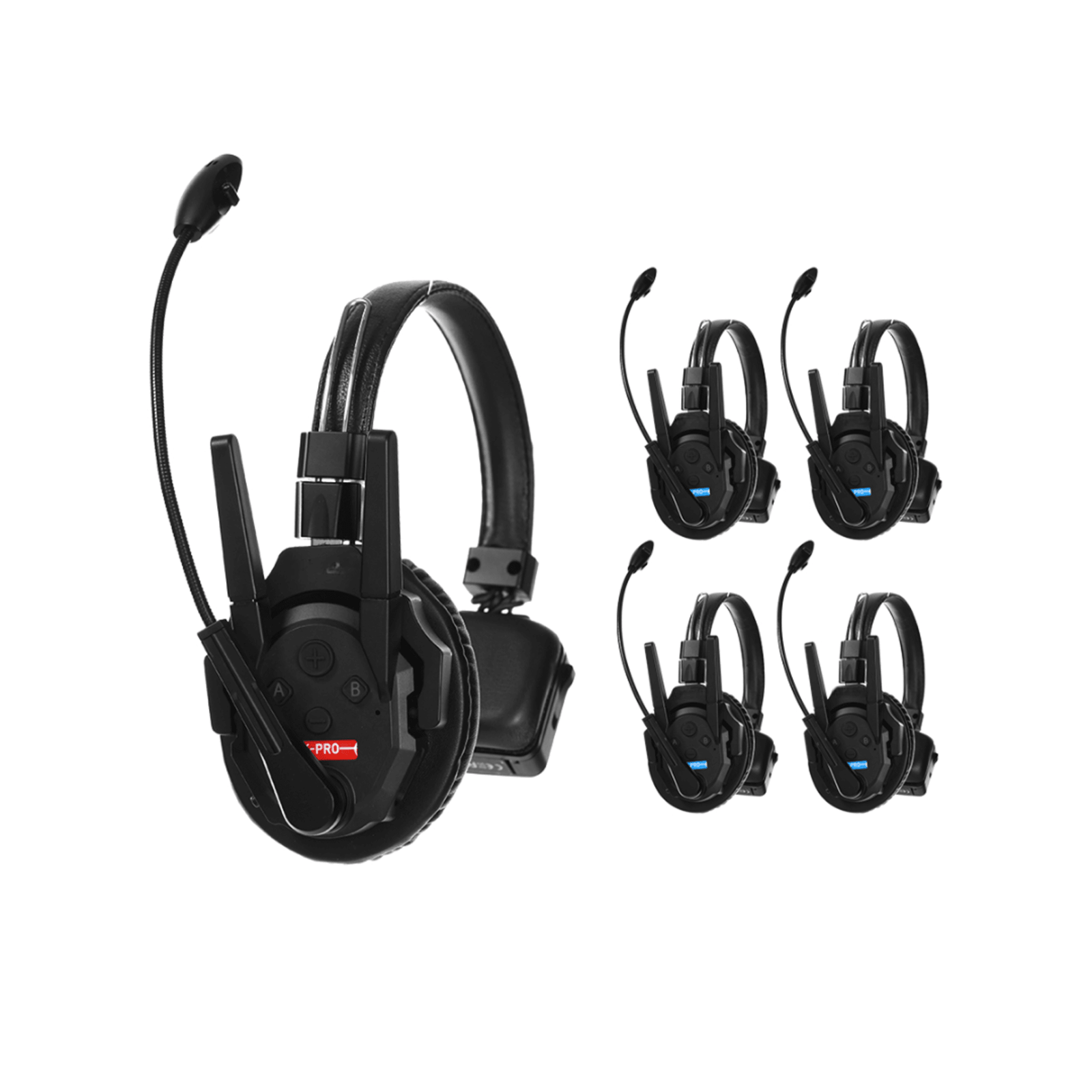 Kit 5 Intercomunicadores Inalámbricos Full-Duplex / Rango 500 m (1640 ft) / Hasta 13 Unidades / Latencia 80 ms / AEC 2.0 / Batería 24 Hrs / USB-C