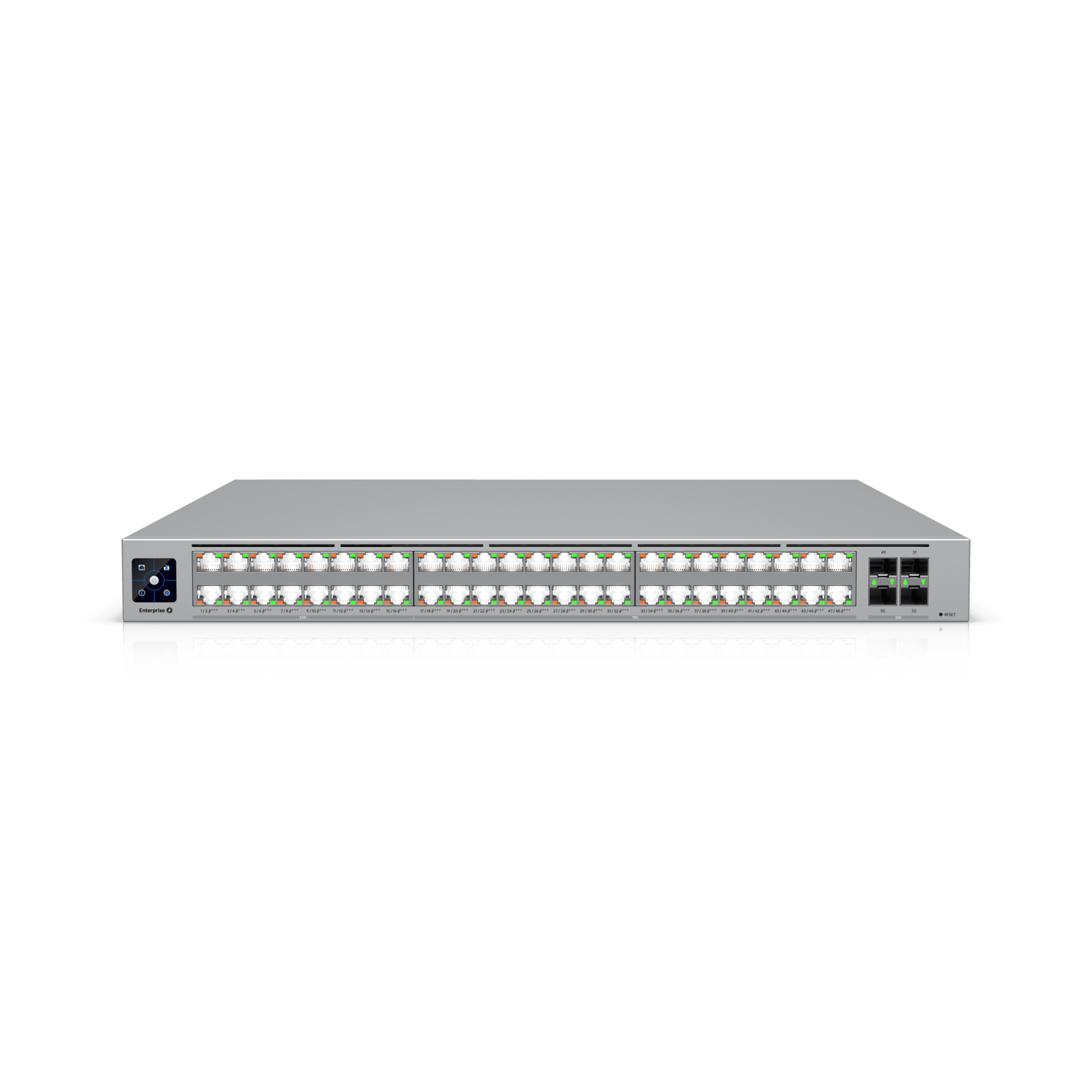 Enterprise Campus 48 PoE, Switch Empresarial Etherlightingâ„¢ PoE+++ Capa 3 de 48 Puertos (32 x 10 GbE y 16 x 2.5 GbE) y 4 Puertos SFP28 de 25 G de Alta Disponibilidad