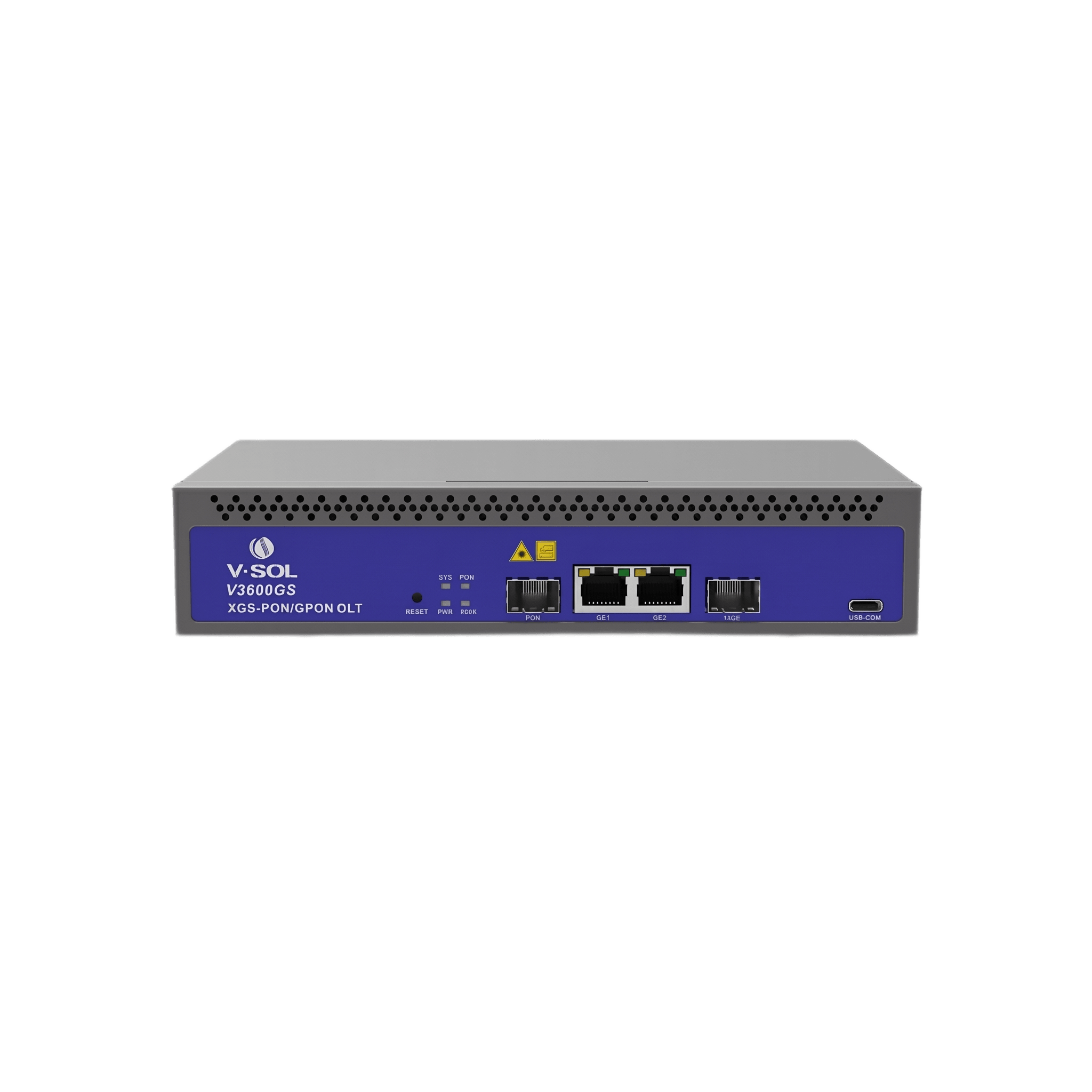 OLT de 1 puerto Combo GPON/XG(S)PON con 3 puertos Uplink (2 puertos Gigabit Ethernet + 1 puerto SFP/SFP+), hasta 128 ONU/ONT
