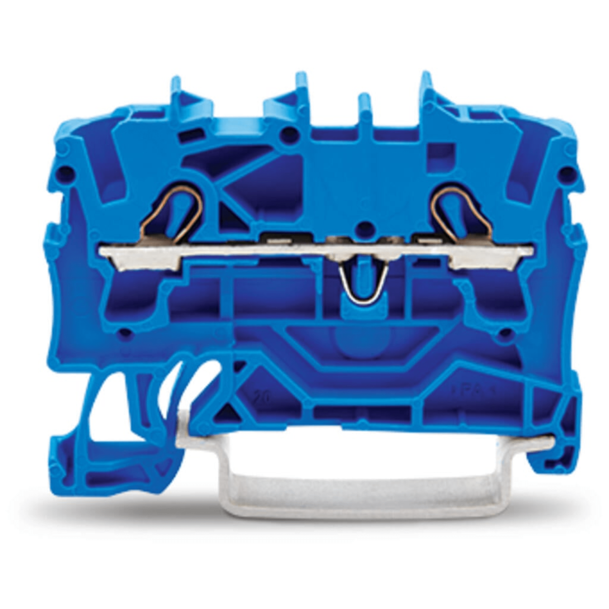Borna de Paso Serie 2002 / 2 Conductores / Sección 2.5 mm² / Aplicaciones Ex e II y Ex i / Push-in CAGE CLAMP® / Montaje Carril DIN 35x15 y 35x7.5 / Color Azul / Marcaje Lateral y Central