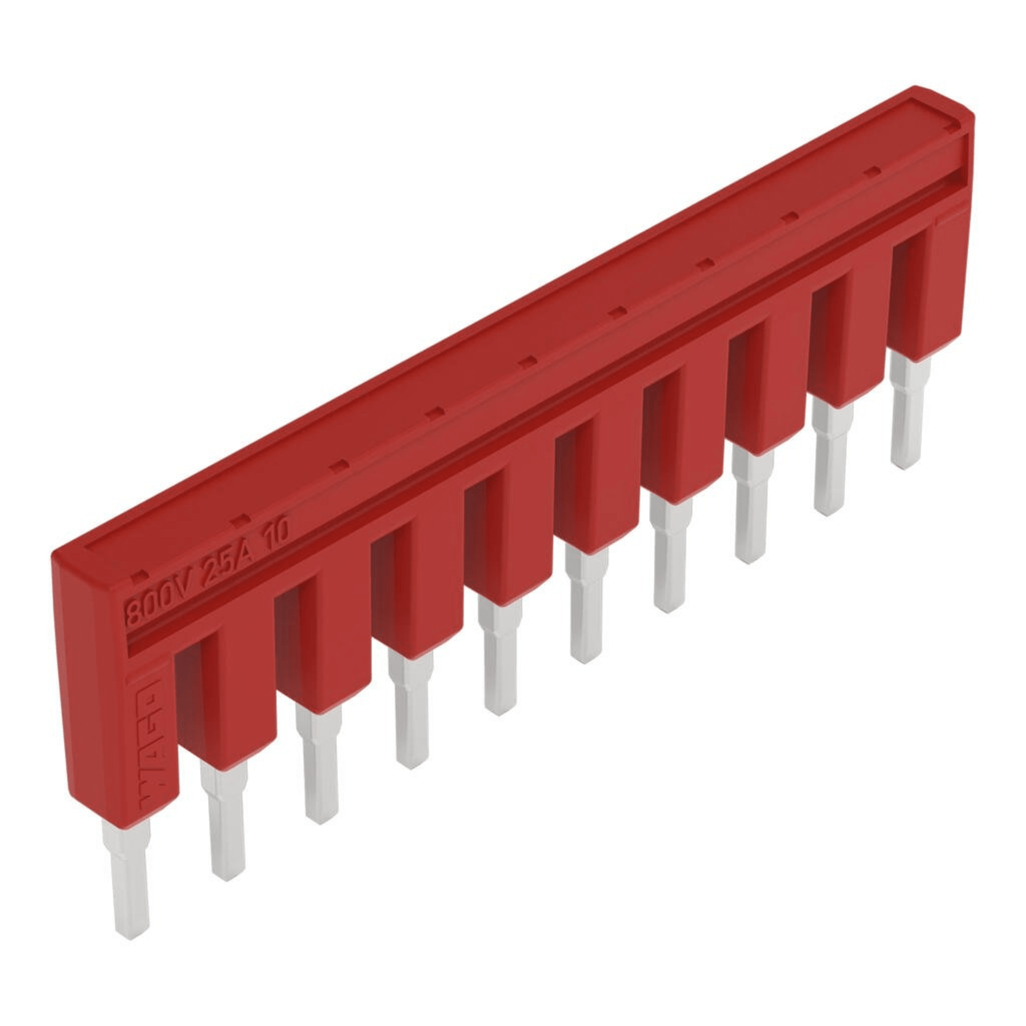Puente Eléctrico / 10 Polos / Aislado Rojo / 25A 800V / Aplicaciones Ferroviarias / Certificado DIN EN 50155 / Material Rodante