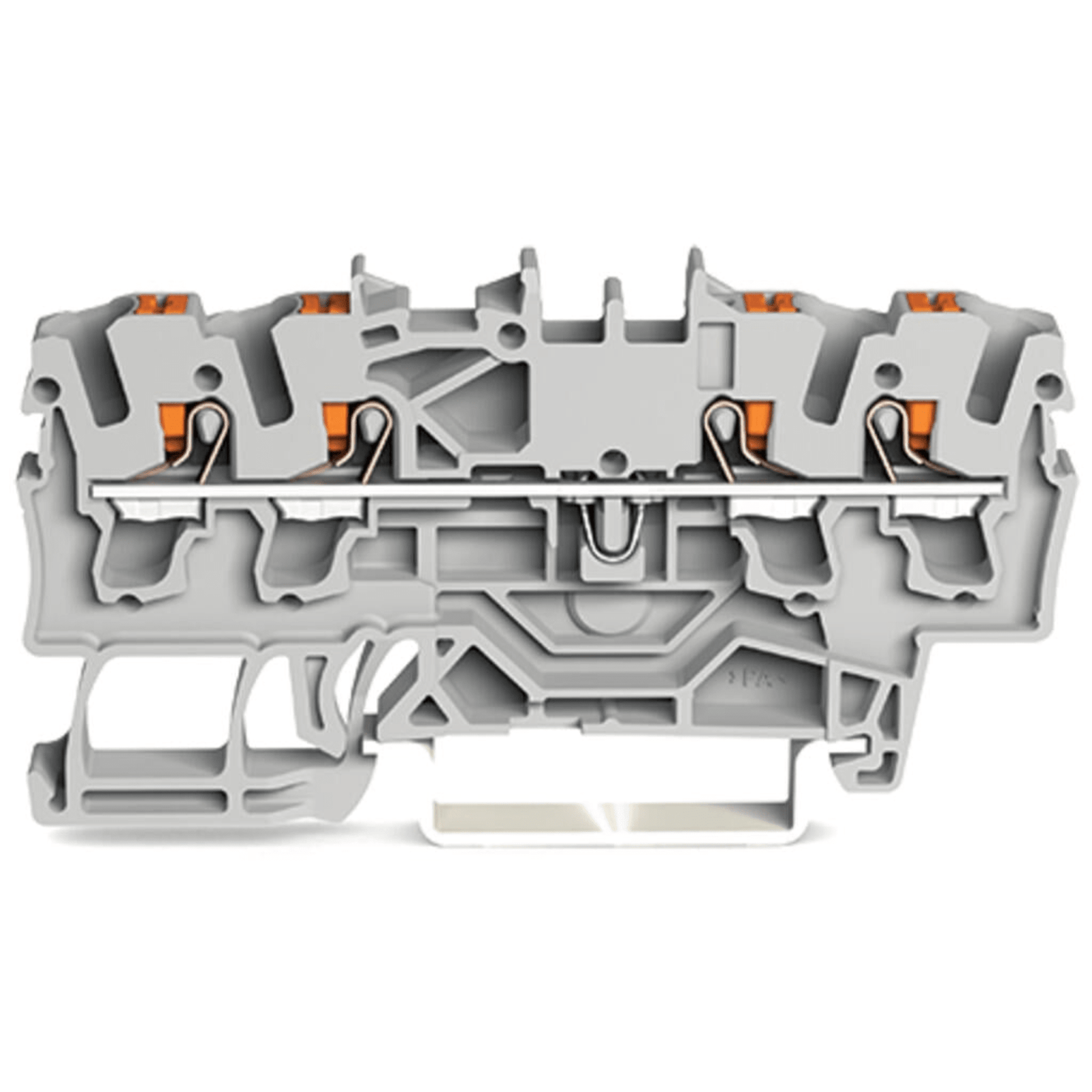 Borna de Paso / 4 Conductores / Push-in CAGE CLAMP® / 2.5 mm² / Tecla Accionamiento / Carril DIN 35x15 y 35x7.5 / Ex eb IIC Gb / Color Gris