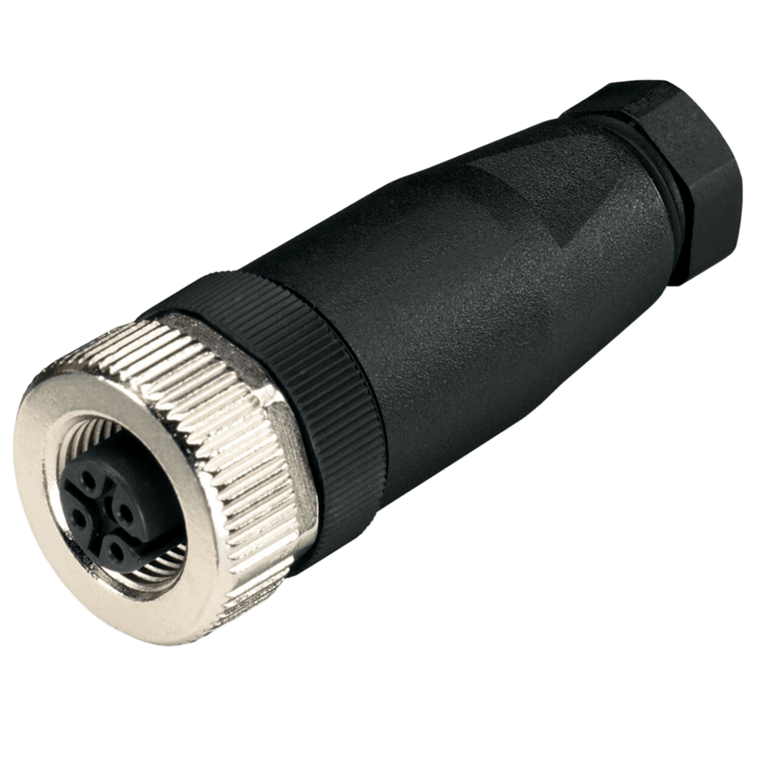 Conector Hembra M12 Axial / 5 Polos / Codificación A / IP67 / Tecnología de Conexión con Clema / Material PA / Contactos Dorados