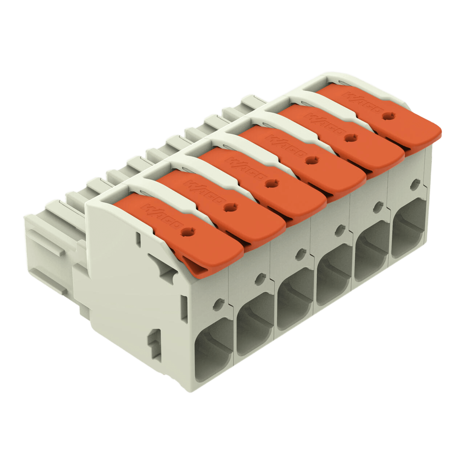 Conector Hembra/ 1 Conductor / Push-in CAGE CLAMP® / 6 Polos / Paso 10.16 mm (0.4 in) / 16 mm² / Palanca de Accionamiento / 100% Protegido contra Error al Conectar / Contactos Plateados / 1000 V / 76 A