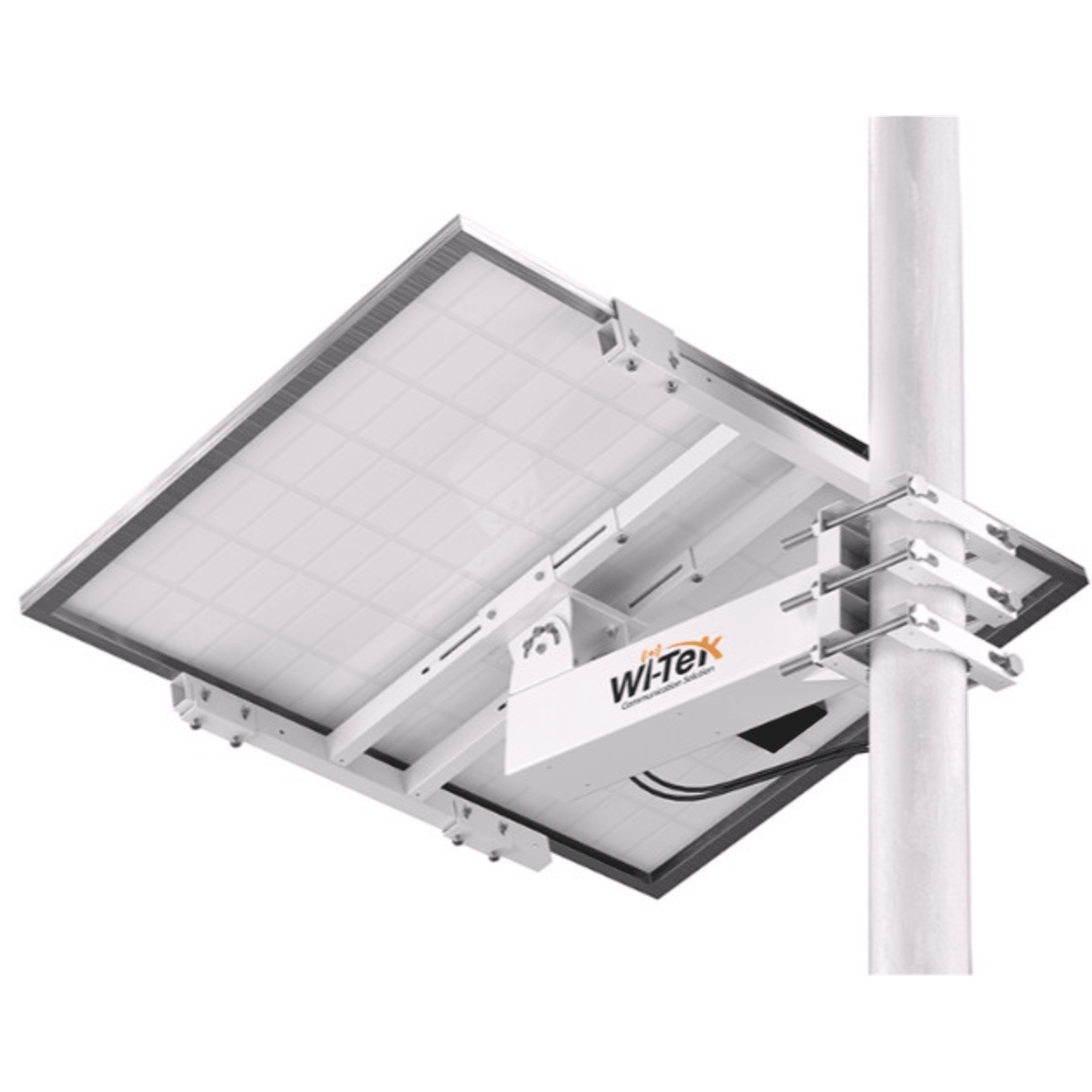 Soporte/Montaje para Panel Solar WI-BRKP133 para Postes / Estructura Galvanizada SGCC 2 mm / Ajuste Ángulo 0-75° / Compatible Postes Redondos 76-133 mm y Cuadrados 50-130 mm / Paneles hasta 900 mm Ancho y 35 mm Grosor / Resistente Corrosi&o
