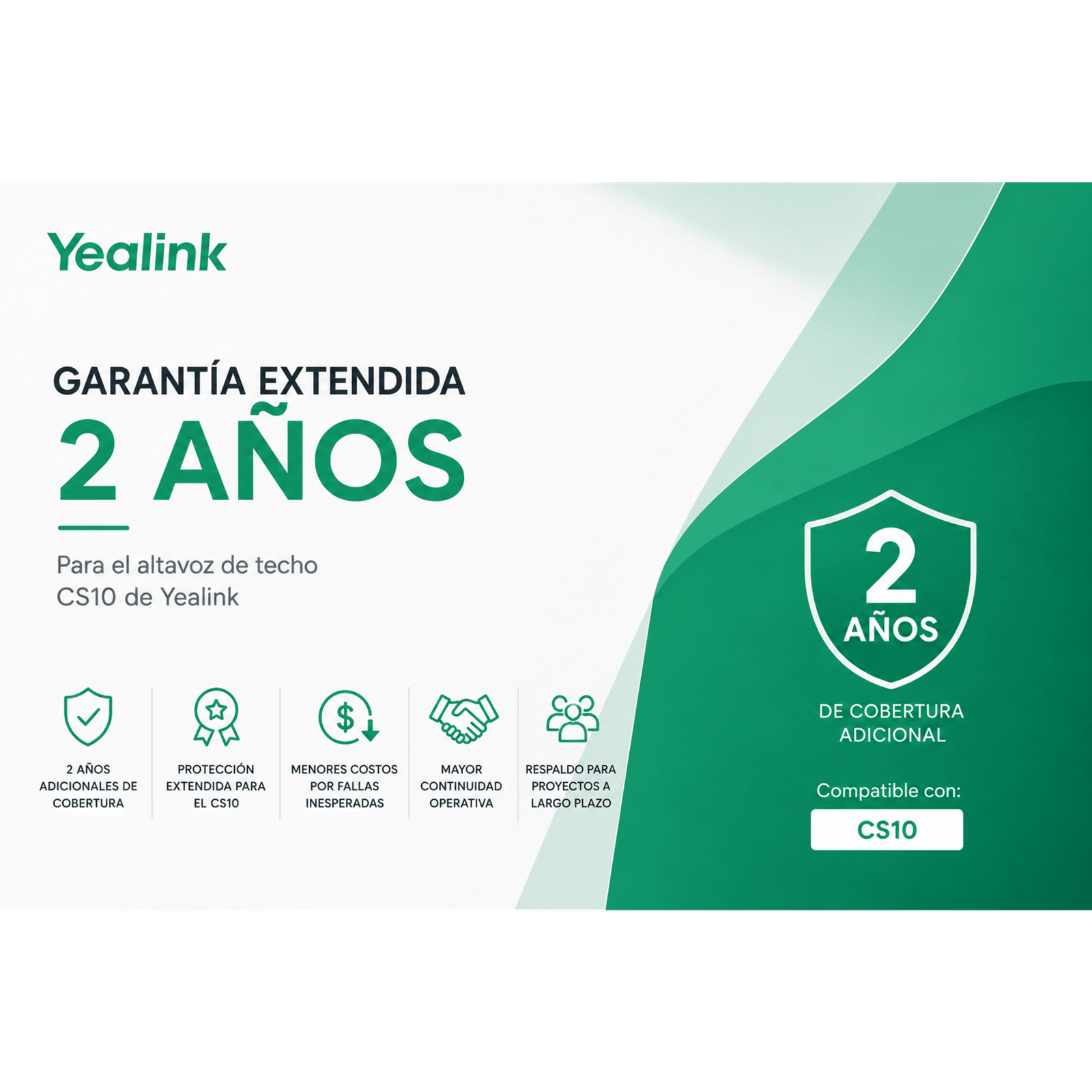 Garantia Extendida de 2 Años para Altavoz de Techo CS10 de Yealink