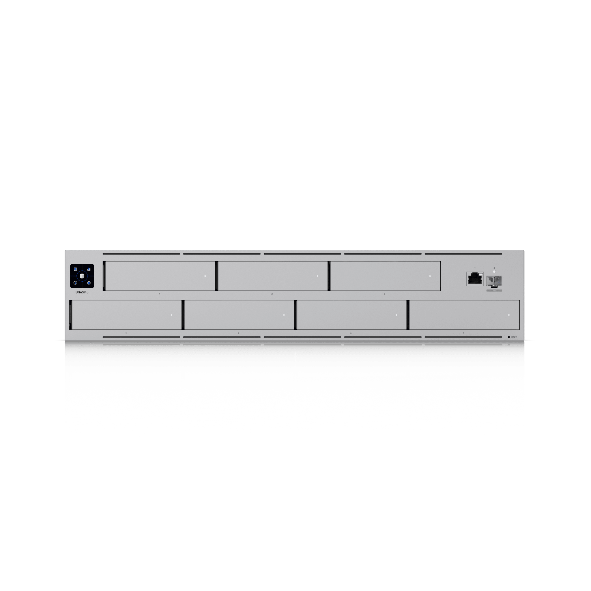 UNAS Pro Servidor de Almacenamiento en Red de 2U Rack con (7) Bahías para HDD/SSD de 2.5/3.5" con 1 Puerto 10GbE y 1 Puerto SFP+ 10G