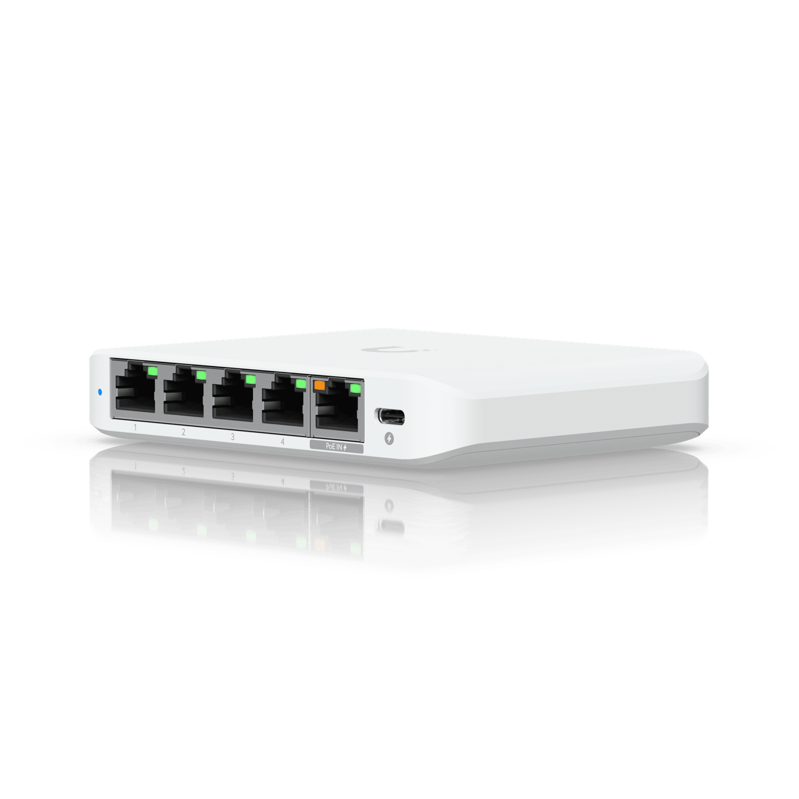 USW Flex Mini 2.5G Switch de 5 puertos 2.5G, Compacto, para Escritorio, se puede Energizar por PoE o con un Adaptador tipo USB-C