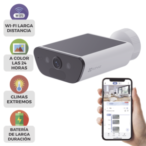 [Caja Abierta] Camara de Bateria con Panel Solar Integrado / 4K Resolucion / WI-FI 6 / Vision Nocturna / Detección Humana y de Vehiculos / Batería de 10400 MAH / IP65