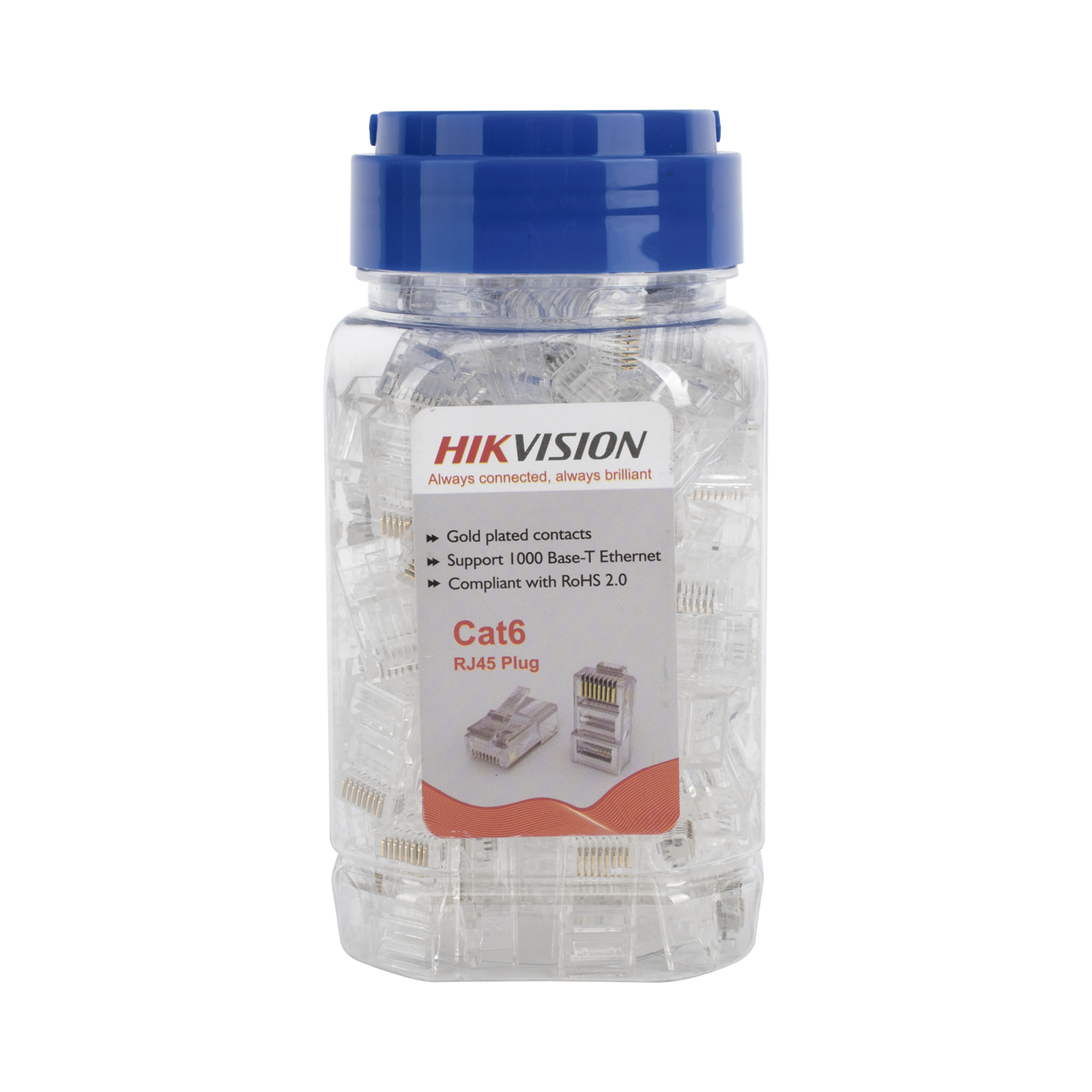 Bote con 100 Piezas de Plug Modular RJ45 / Cat 6 / Chapado en Oro a 15 Micras / Sin Blindaje / Facil Instalación / Uso Interior / Soporta Norma TIA-568B / Cumple con RoHS 2.0