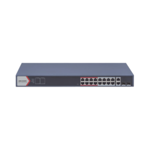 [Caja Abierta] Switch PoE+ / Monitoreable / 16 puertos 10/100 Mbps PoE+ / 2 Puertos 1000 Mbps Uplink / 2 Puertos SFP de Uplink / Configuración Nube Hik-Partner Pro / Modo Extendido hasta 300 metros / 230 W