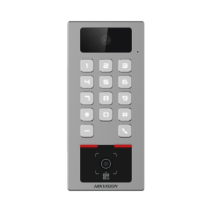 [Caja Abierta] Teclado con Lector Físico de QRs para Exterior Antivandálico IP65 & IK09 con función de Videoportero Multiapartamento / Tarjeta, Código QR, PIN o App HikConnect / Cámara 2 MP compatible con NVRs / Soporta b
