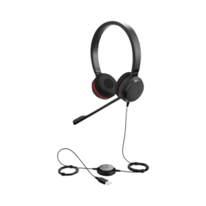[Caja Abierta] Jabra Evolve 30 Duo con conexión USB / 3.5mm, micrófono con cancelación de ruido y controlador en el cable con botones e indicadores LED (5399-829-309)