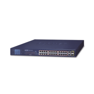 [Caja Abierta] Switch No Administrable 24 Puertos PoE 10/100 802.3af/at, 2 Combo TP/SFP Gigabit y Pantalla LCD para Monitoreo y Configuración Básica de PoE, Hasta 300 Watts