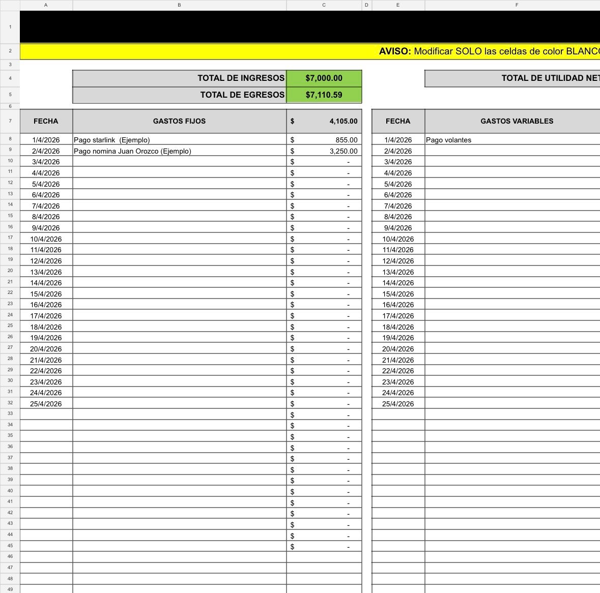 Tablero Financiero para Emprendedores y Negocios (Excel) - Image 3