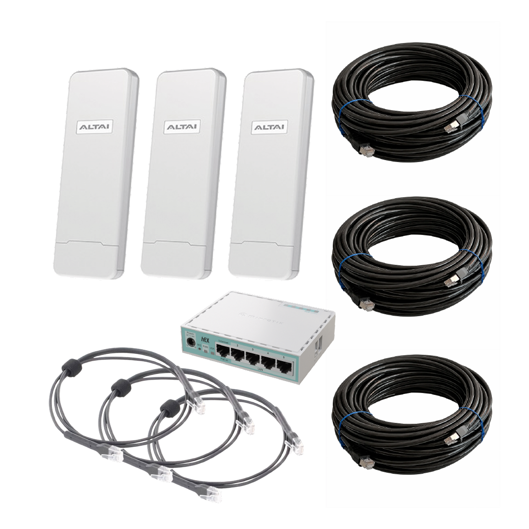 Kit C1N x3 — Triple Access Point Altai + MikroTik hEX